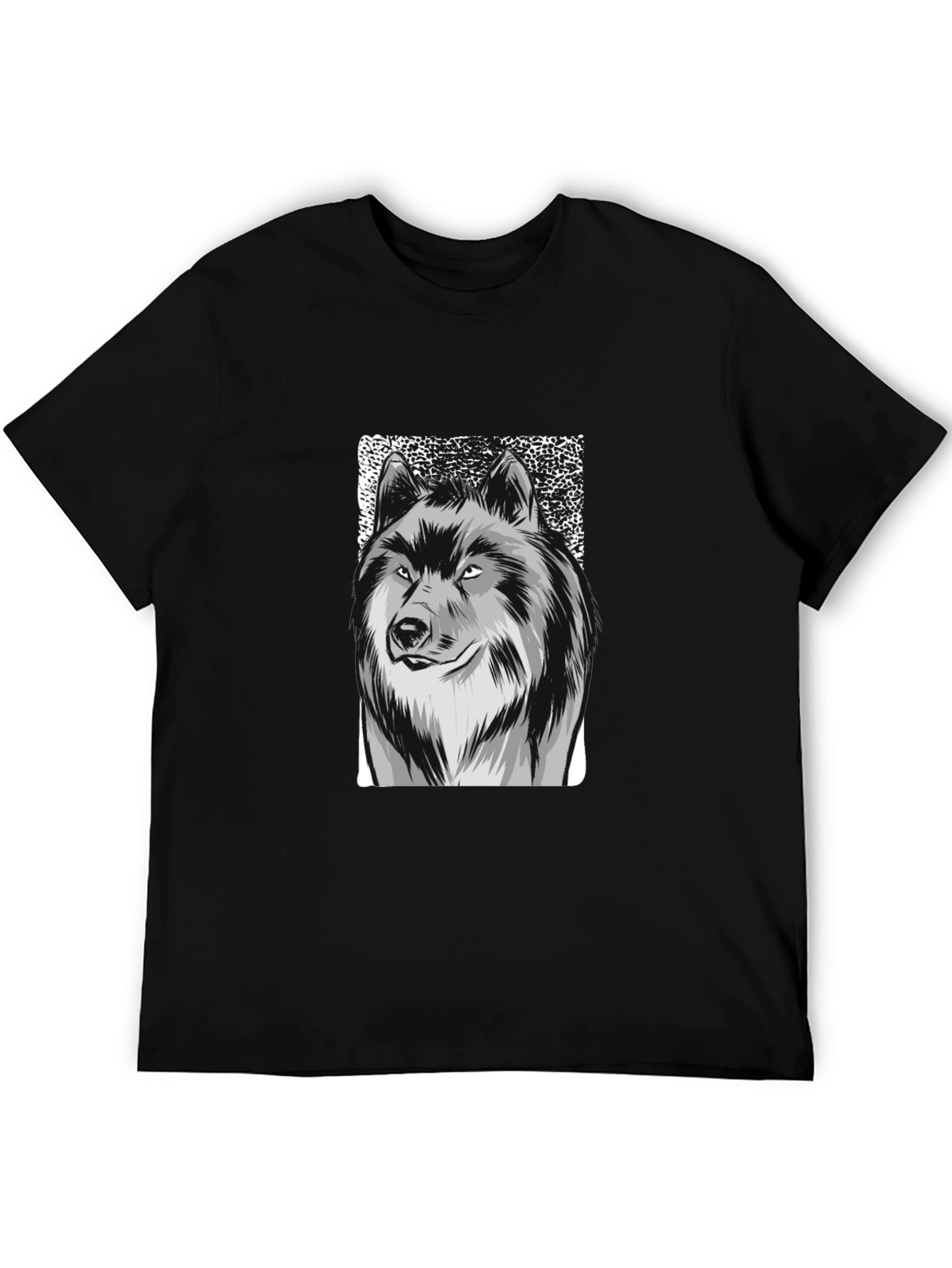 Wolf Graphic Print Black T-Shirt for Men