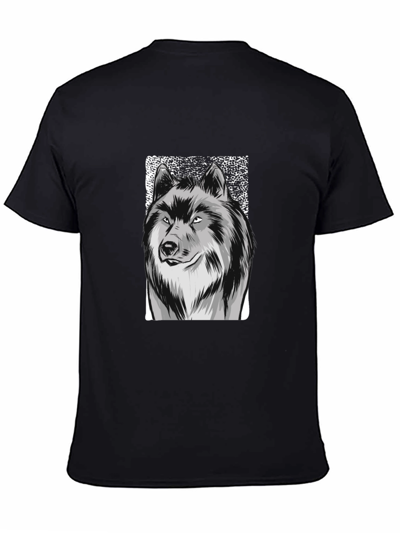 Wolf Graphic Print Black T-Shirt for Men