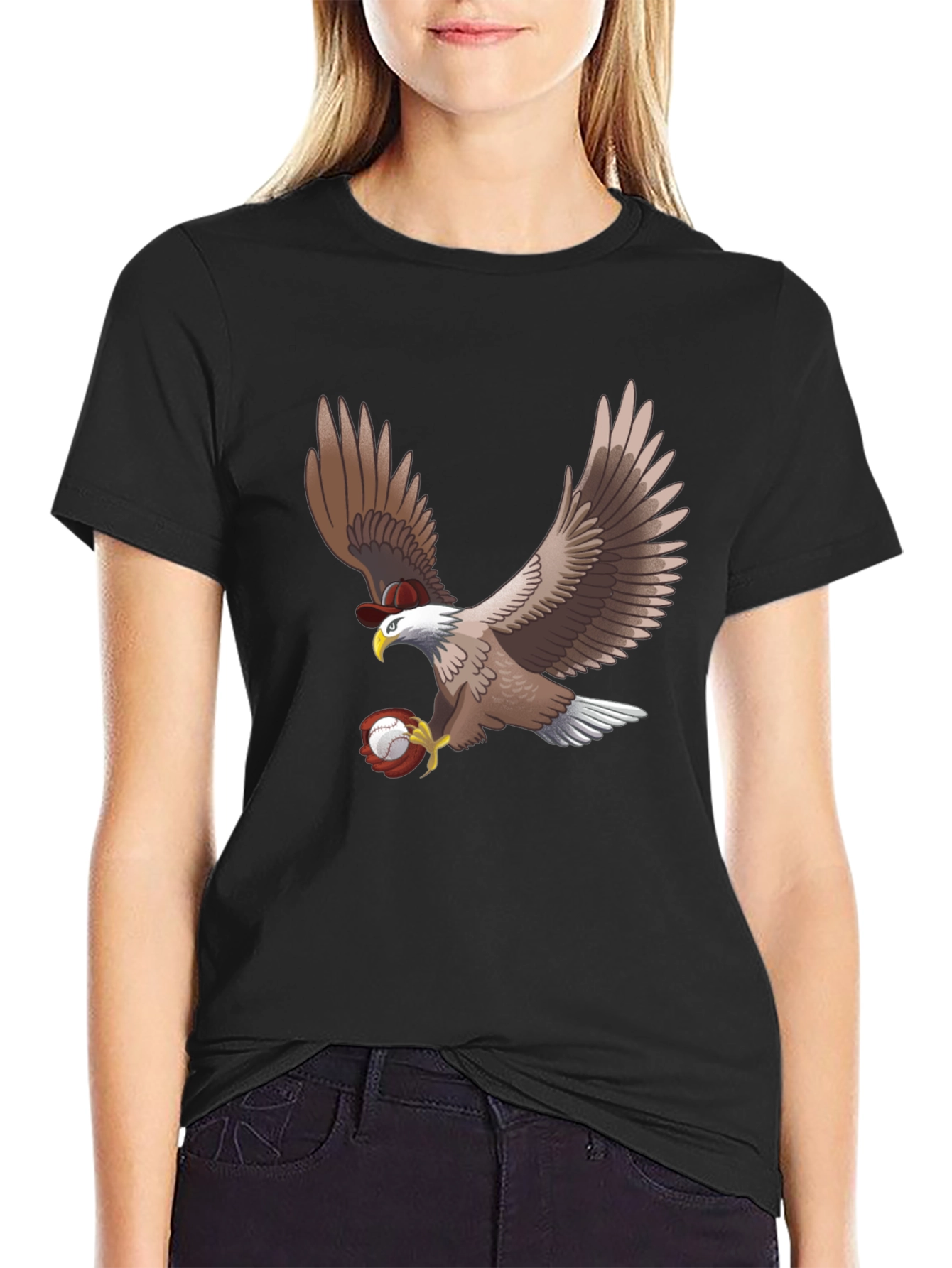 Eagle Baseball T-Shirt - Bird with Ball Graphic Tee