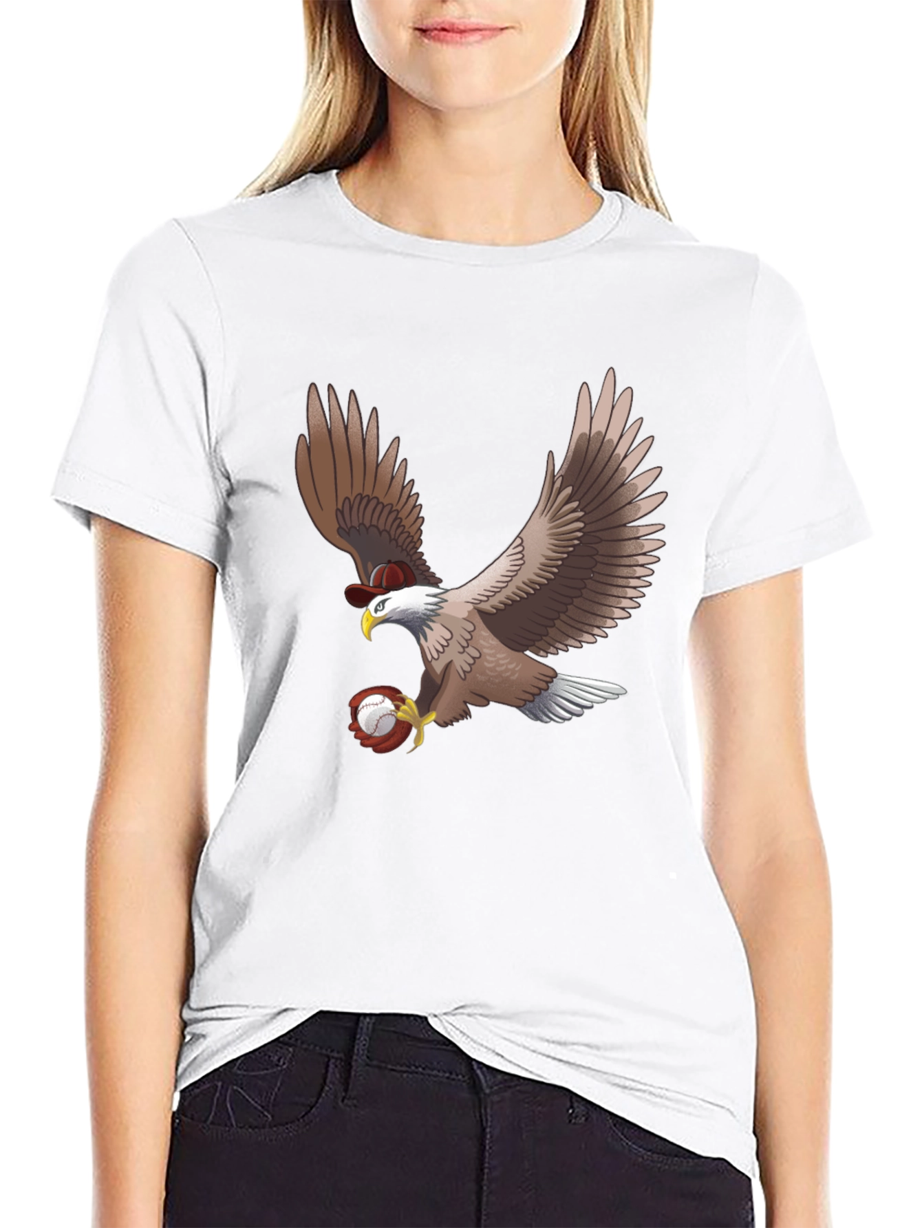 Eagle Baseball T-Shirt - Bird with Ball Graphic Tee