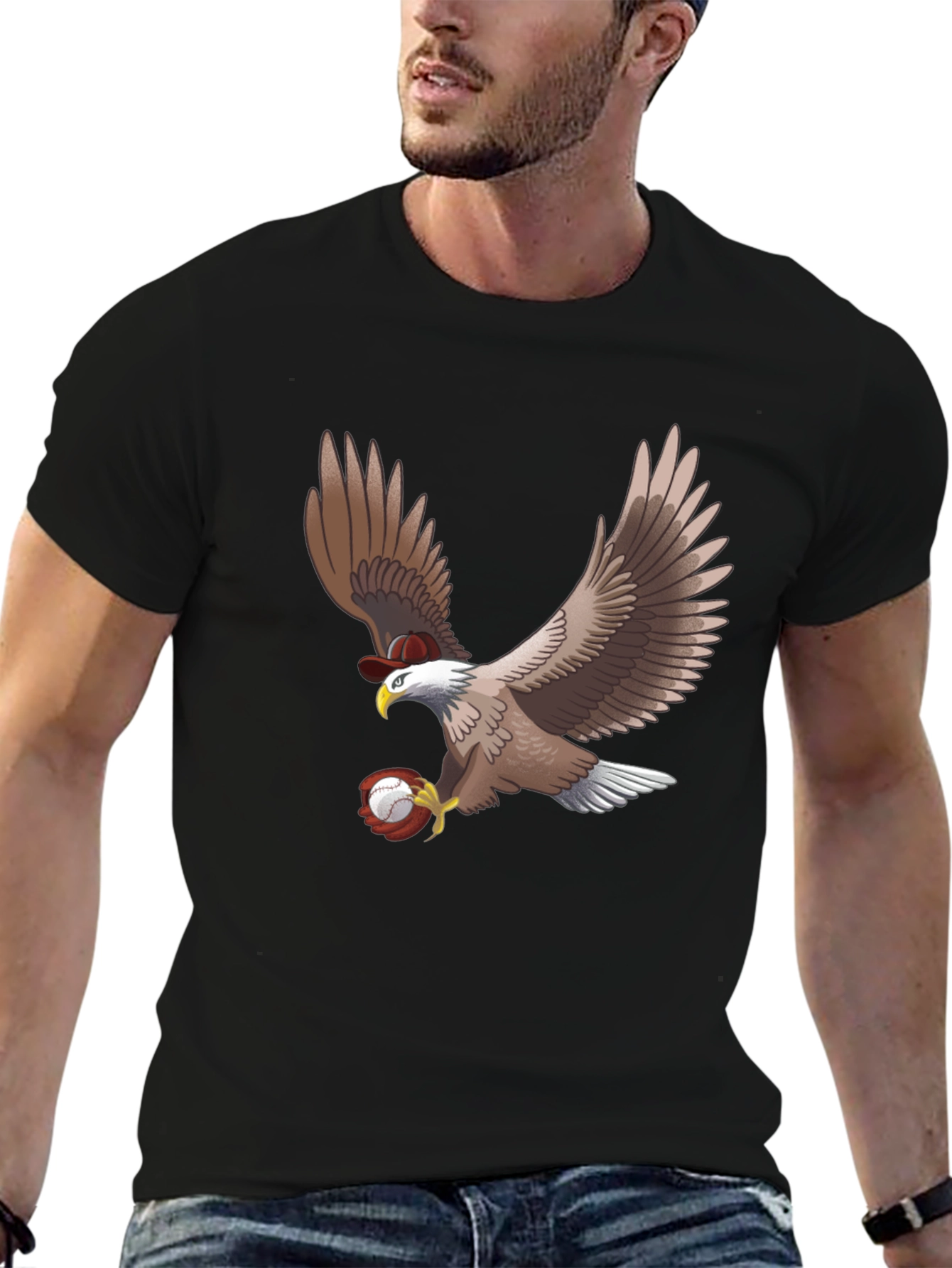 Eagle Baseball T-Shirt - Bird with Ball Graphic Tee