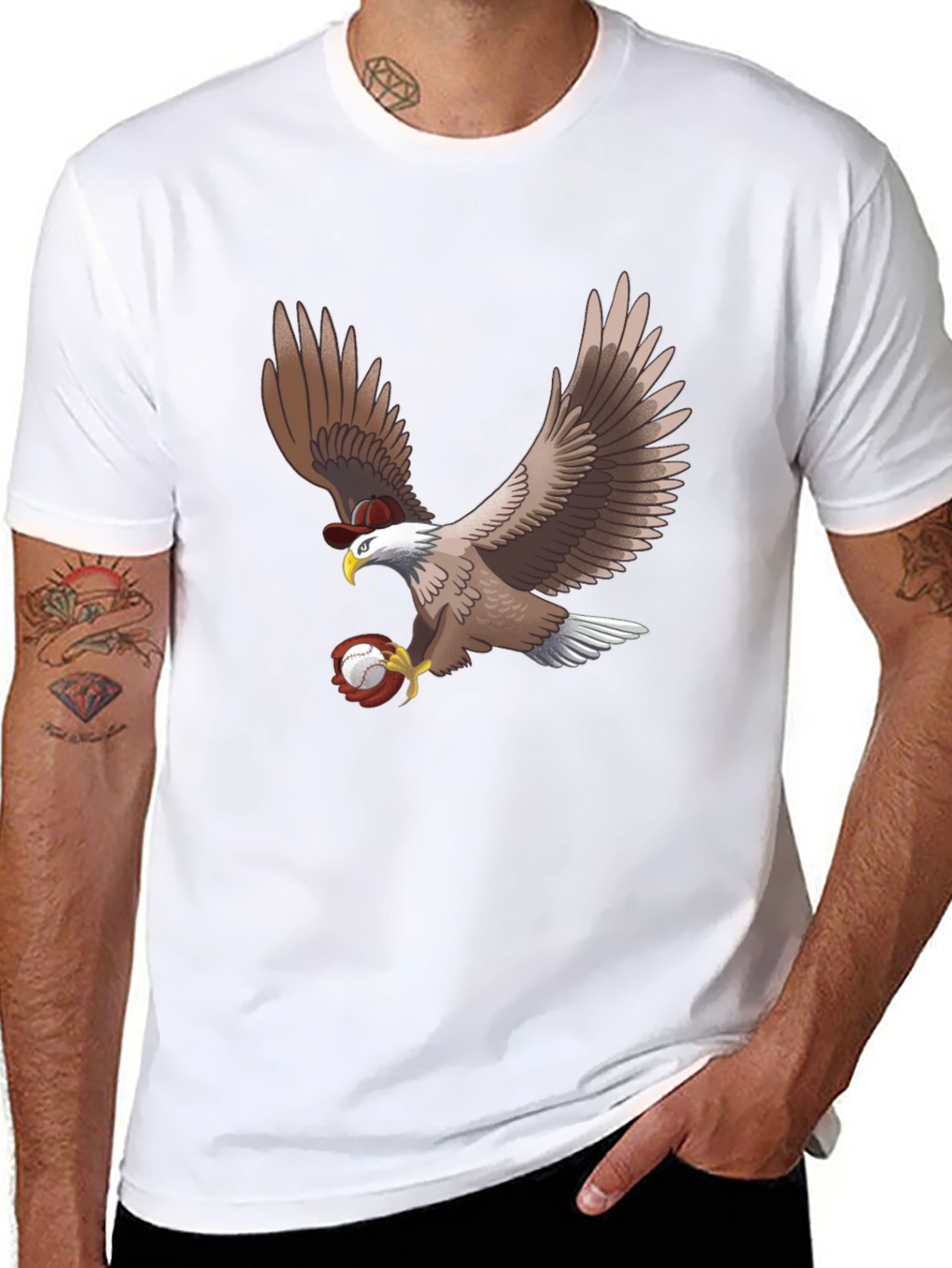 Eagle Baseball T-Shirt - Bird with Ball Graphic Tee