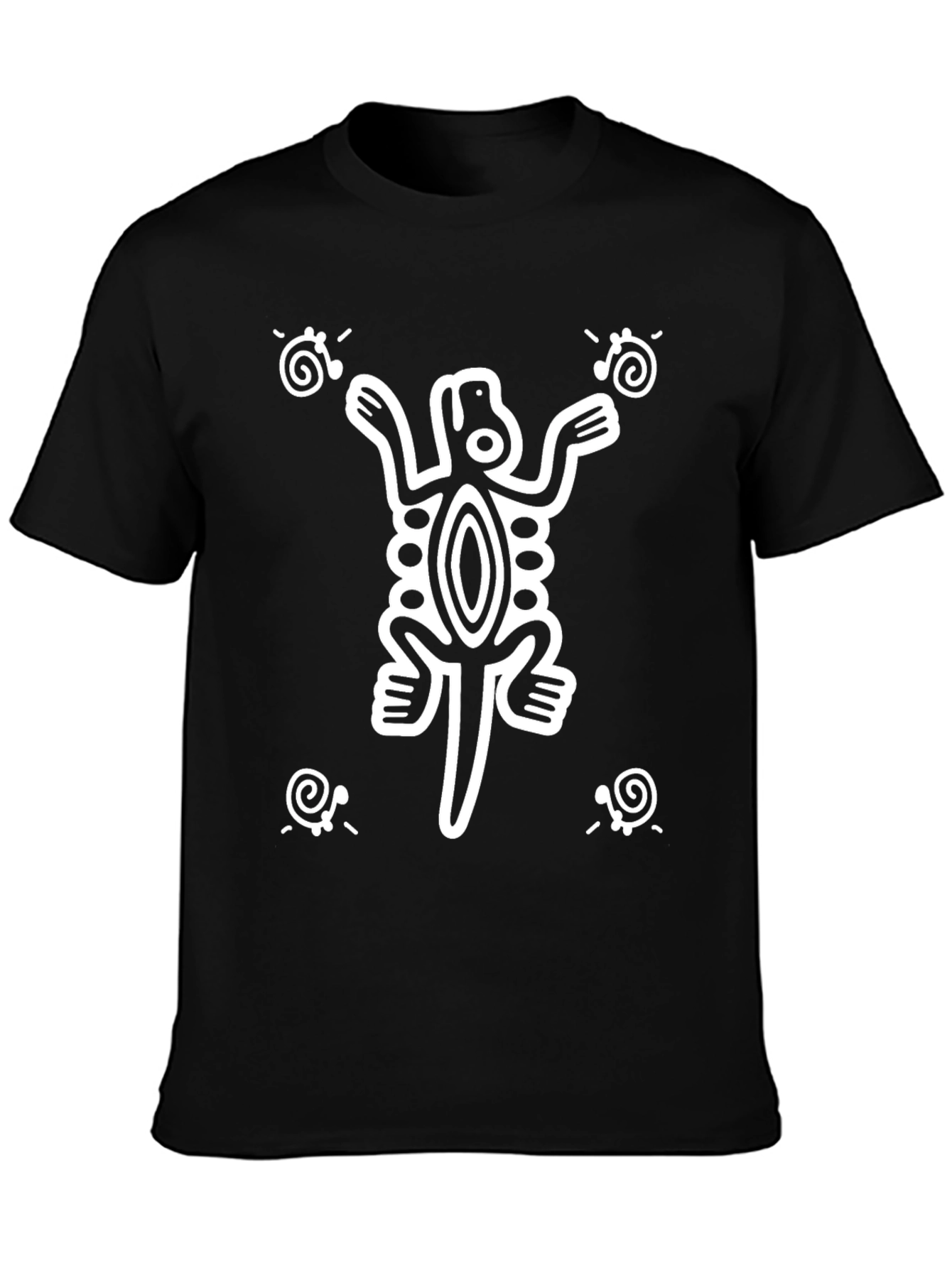 Aztec Lizard Print Black T-Shirt
