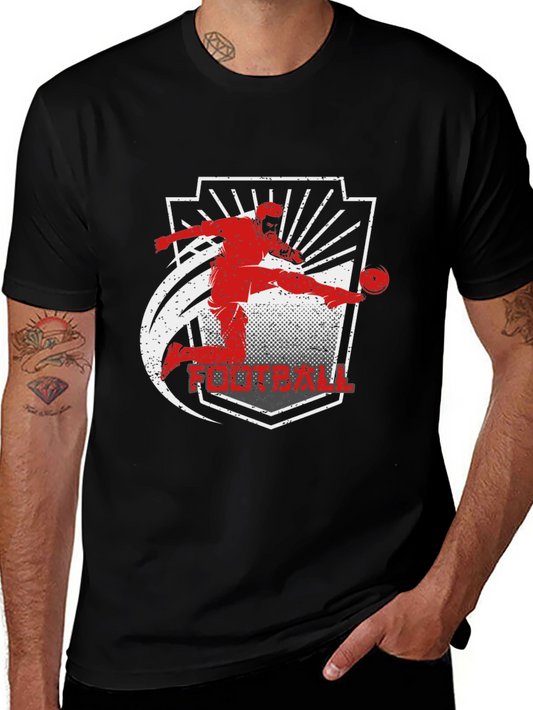 Football Graphic Tee - Black Casual T-Shirt