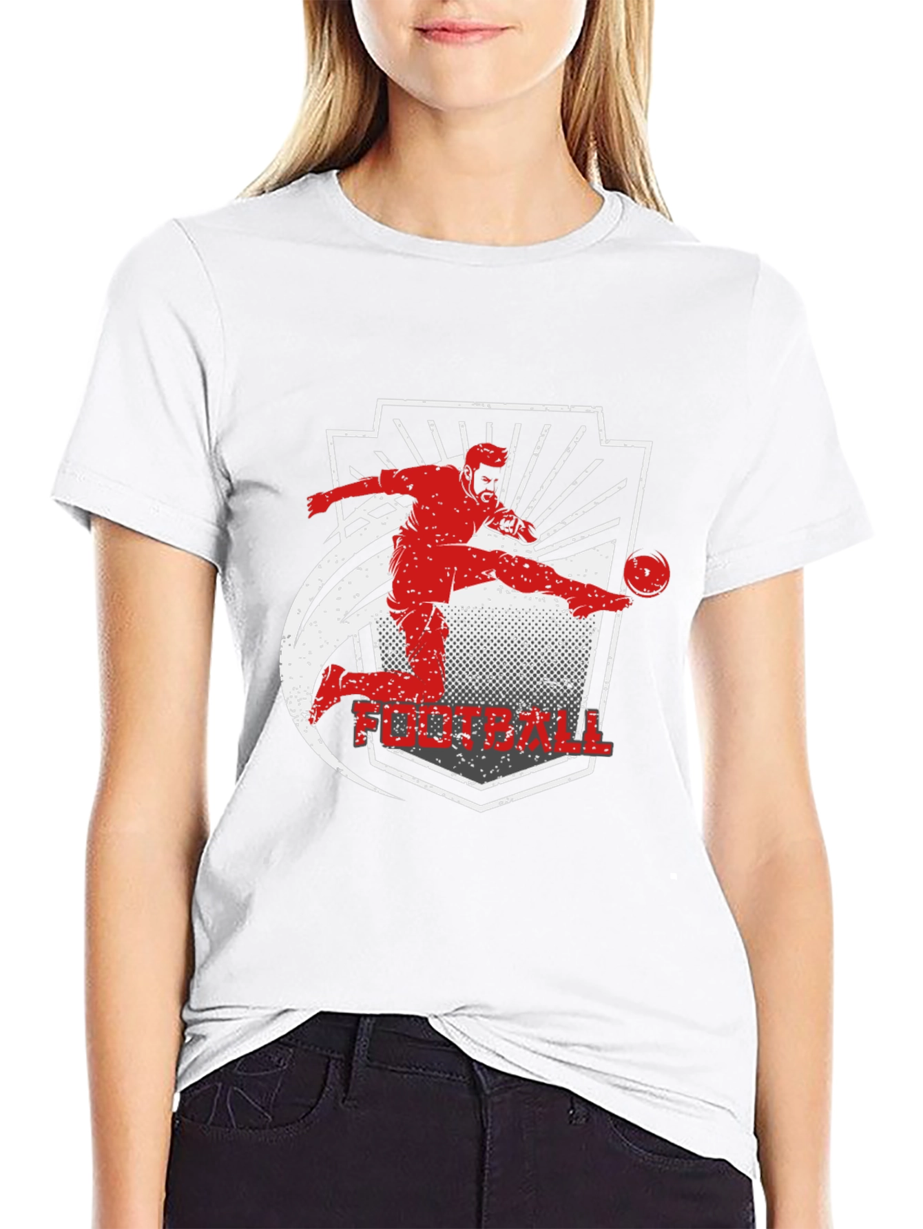 Football Graphic Tee - Black Casual T-Shirt
