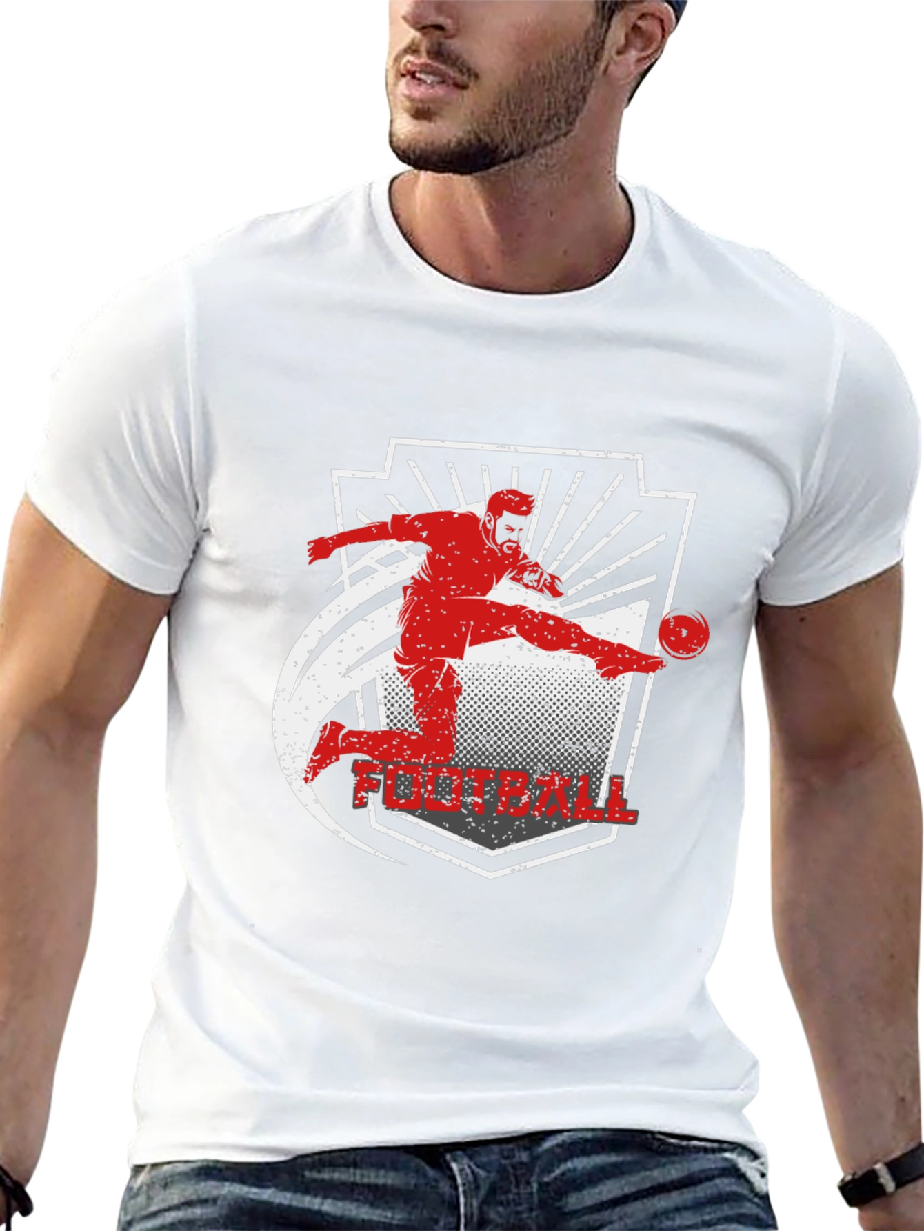 Football Graphic Tee - Black Casual T-Shirt