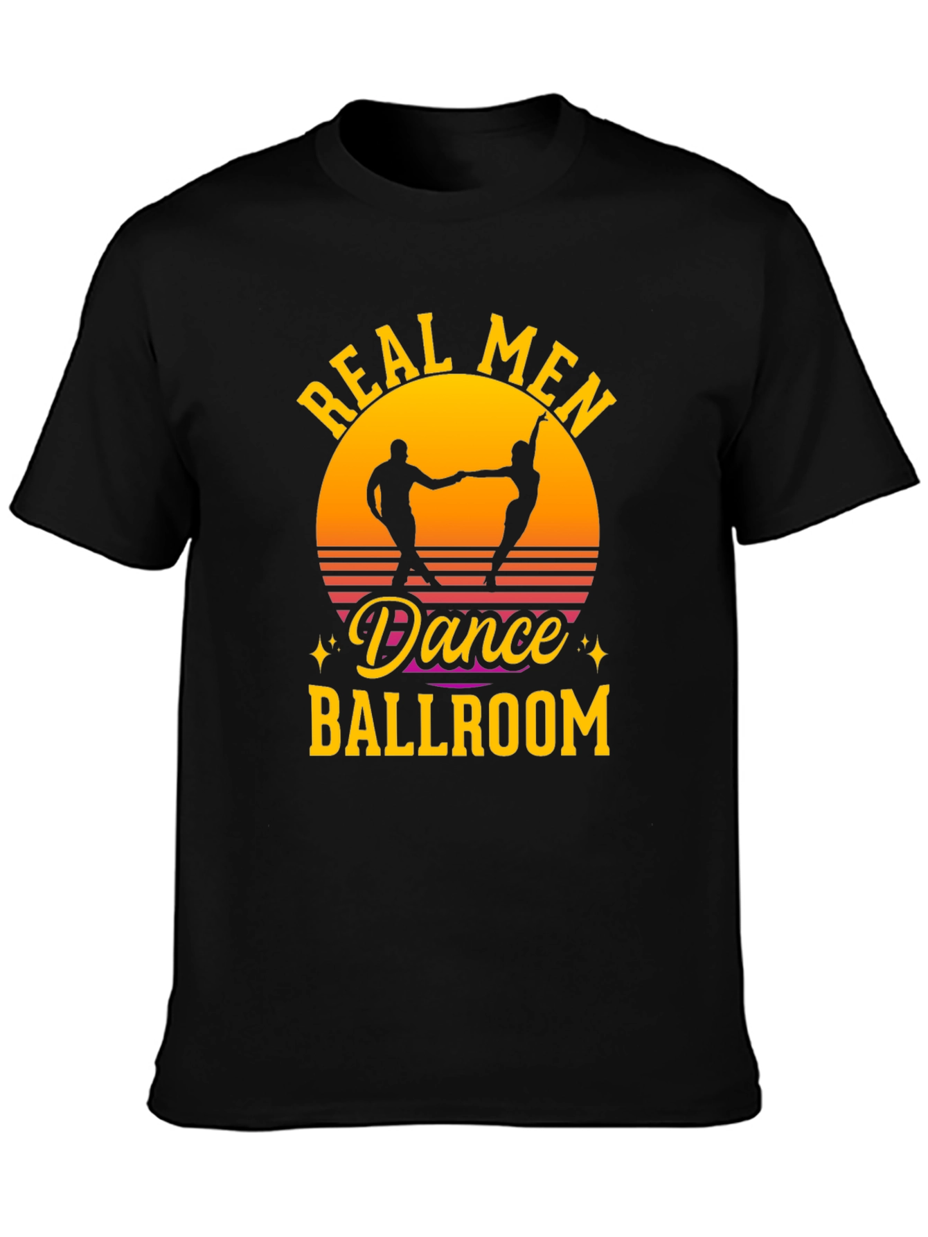 Real Men Dance Ballroom T-Shirt Retro Sunset