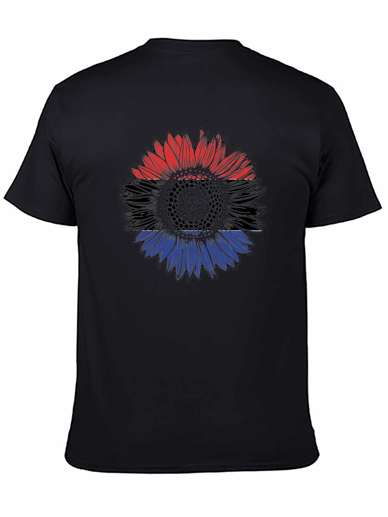 Red Black and Blue Sunflower Graphic T-Shirt