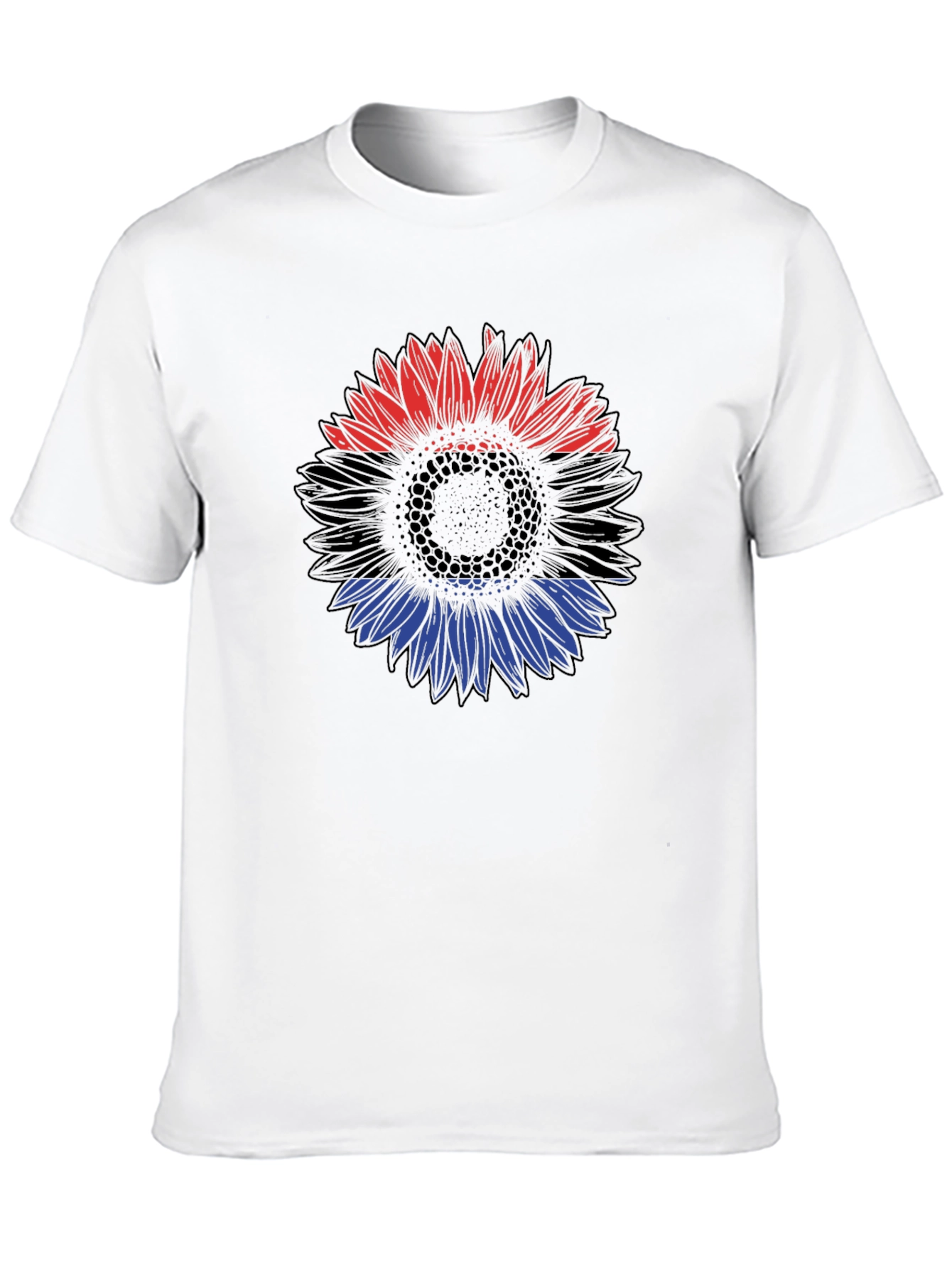 Red Black and Blue Sunflower Graphic T-Shirt