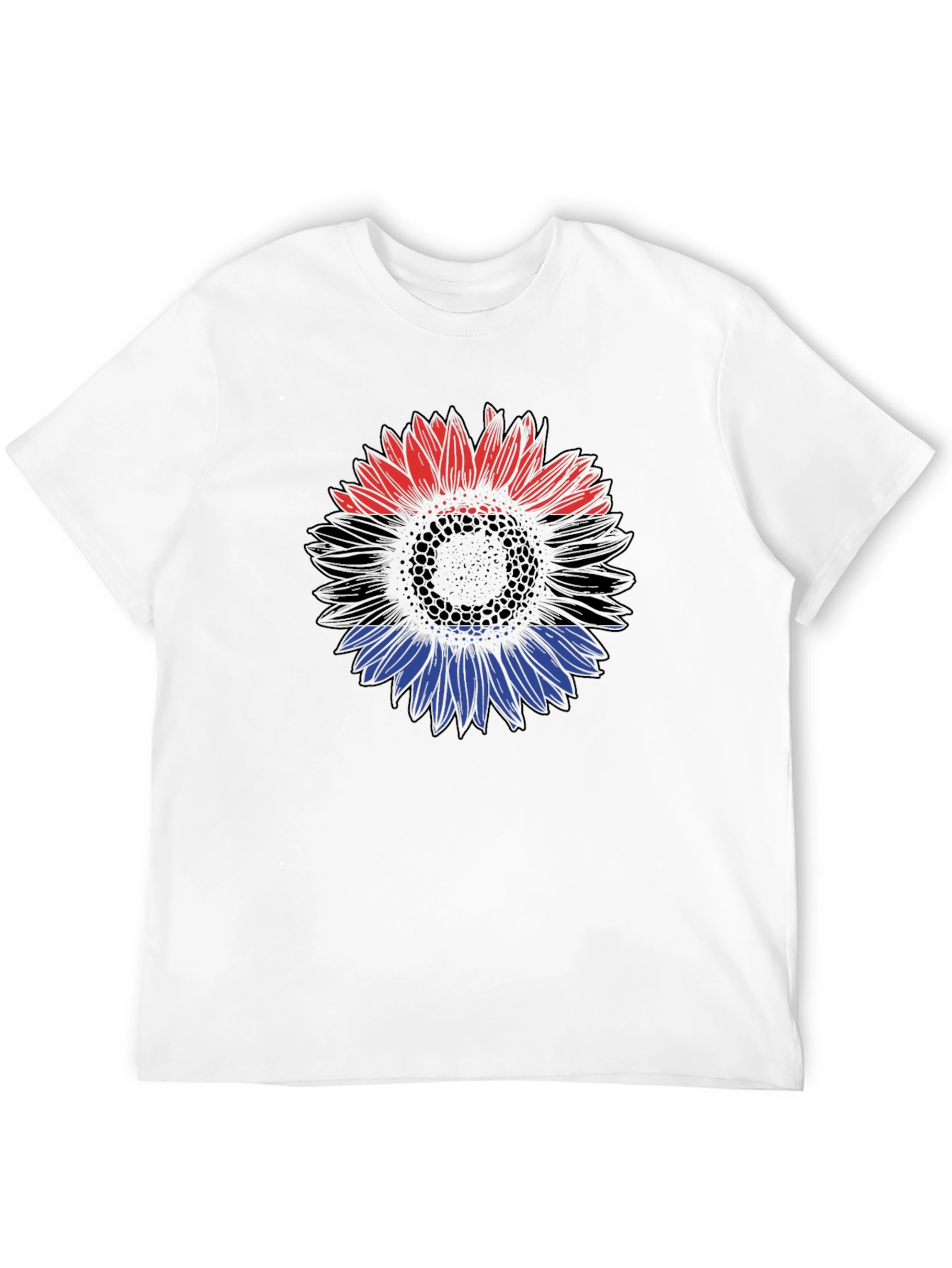 Red Black and Blue Sunflower Graphic T-Shirt