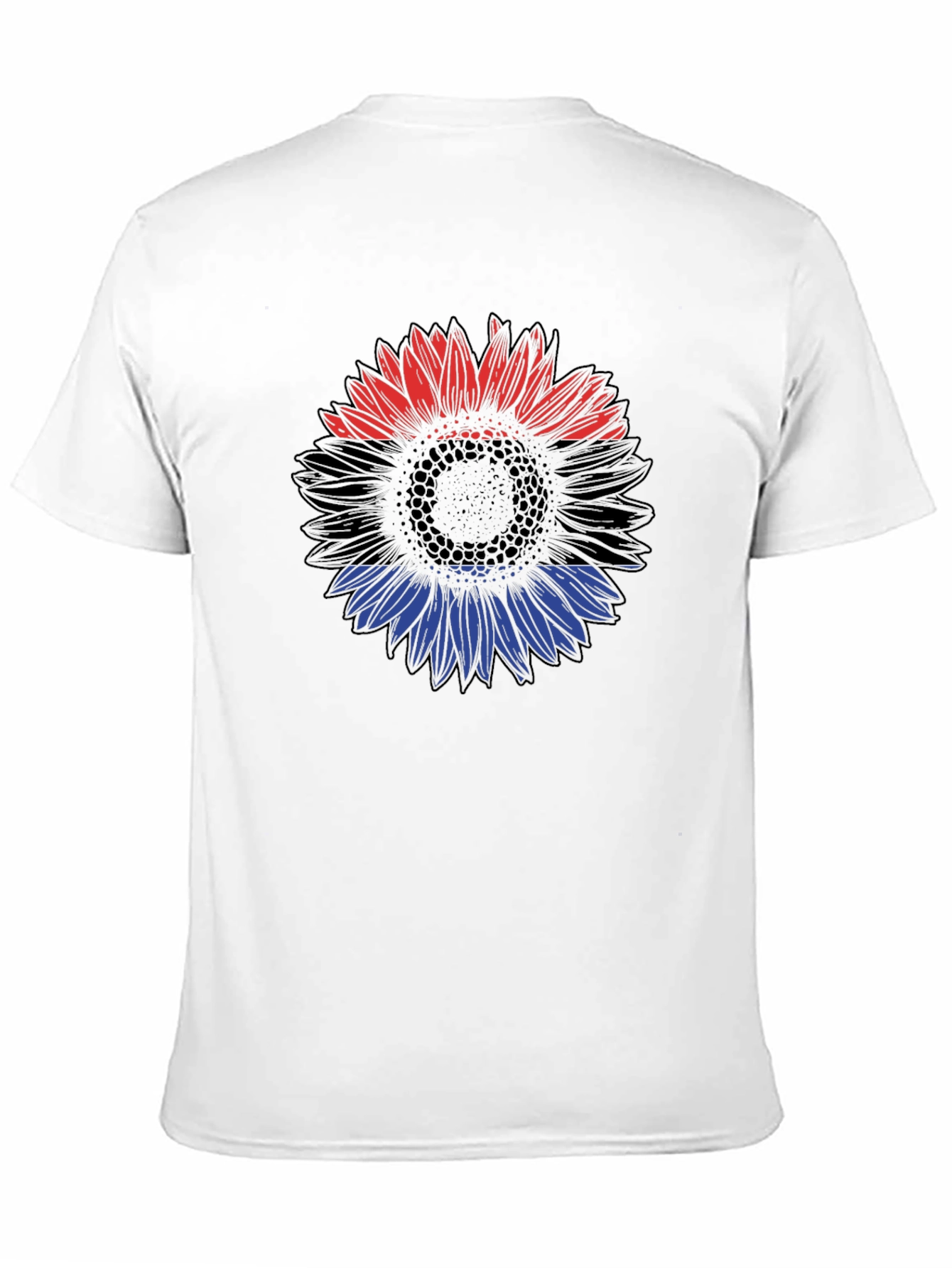 Red Black and Blue Sunflower Graphic T-Shirt