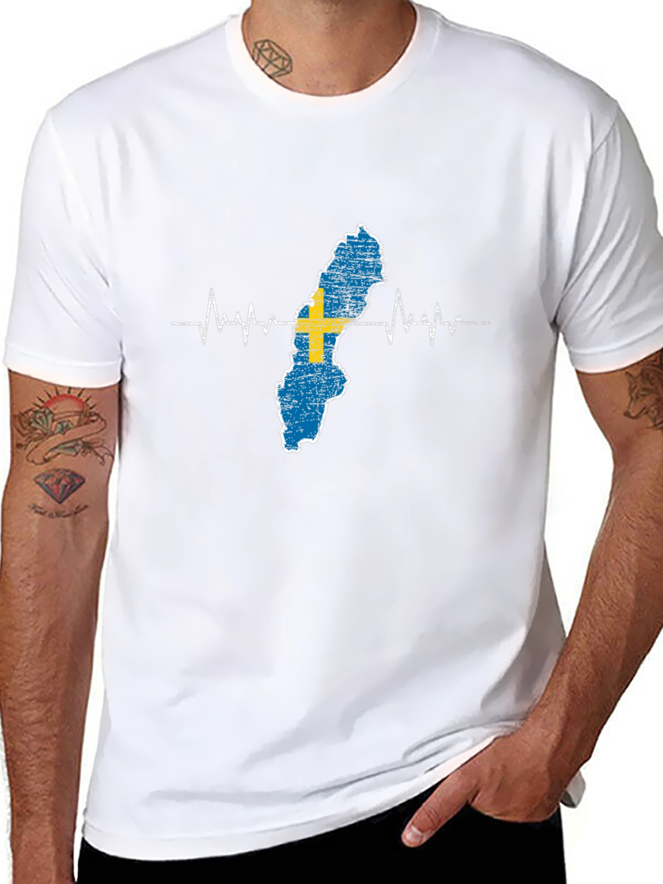 Sweden Flag Heartbeat T-Shirt - Country Pride