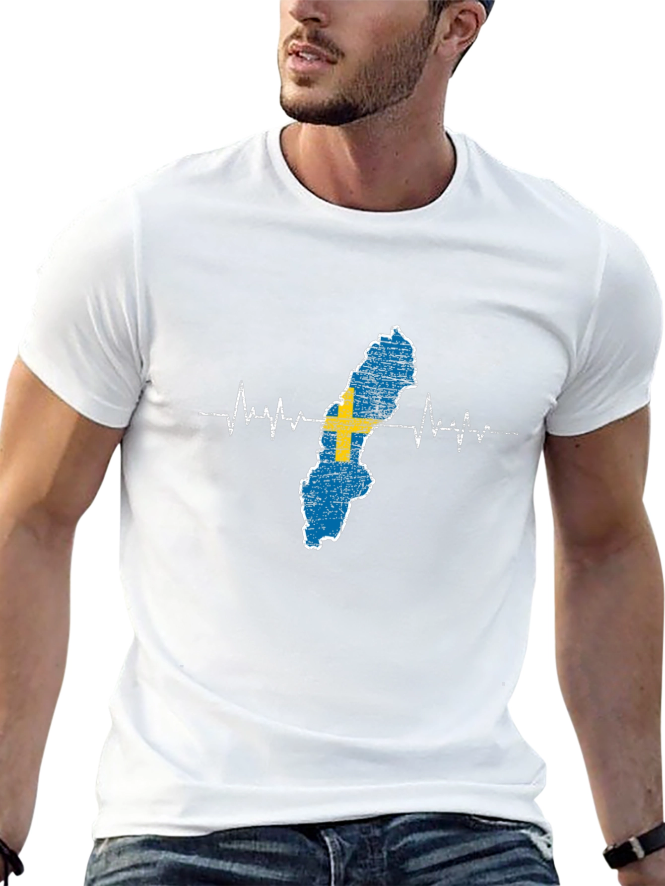 Sweden Flag Heartbeat T-Shirt - Country Pride