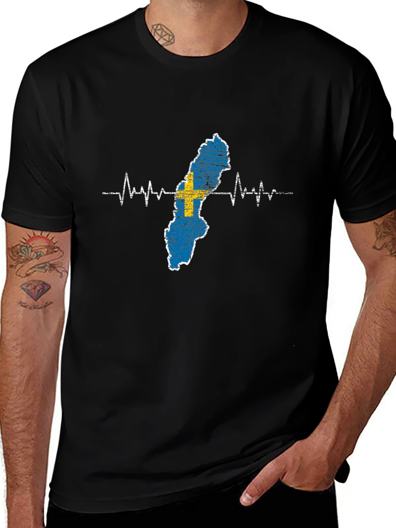 Sweden Flag Heartbeat T-Shirt - Country Pride