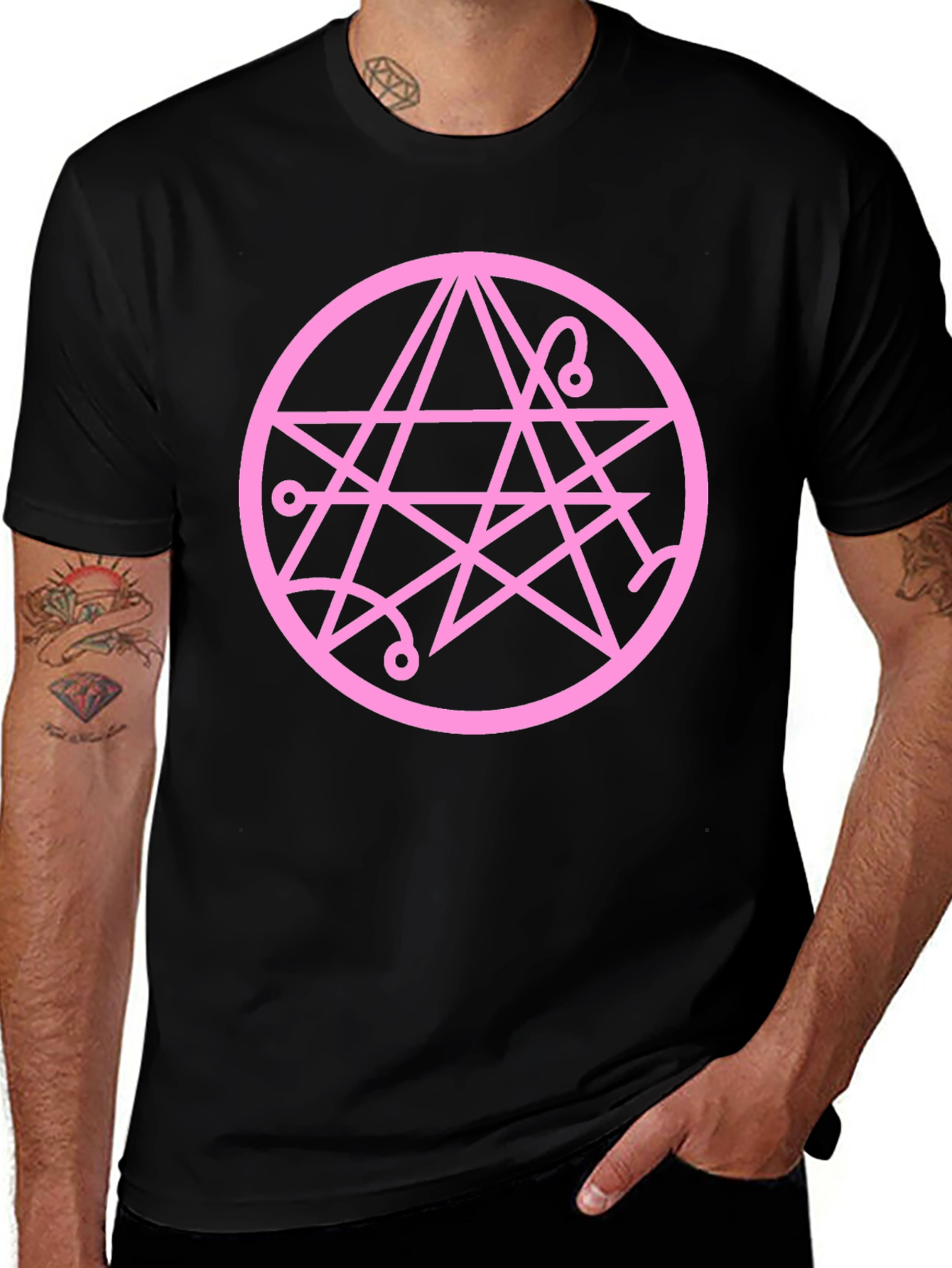 Occult Symbol Graphic Tee - Soft Black Cotton