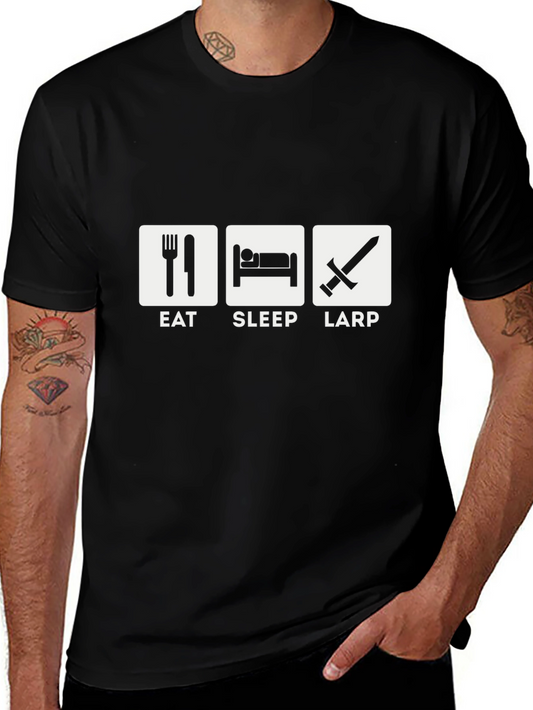 Eat Sleep LARP Black T-Shirt - Roleplaying Game Apparel