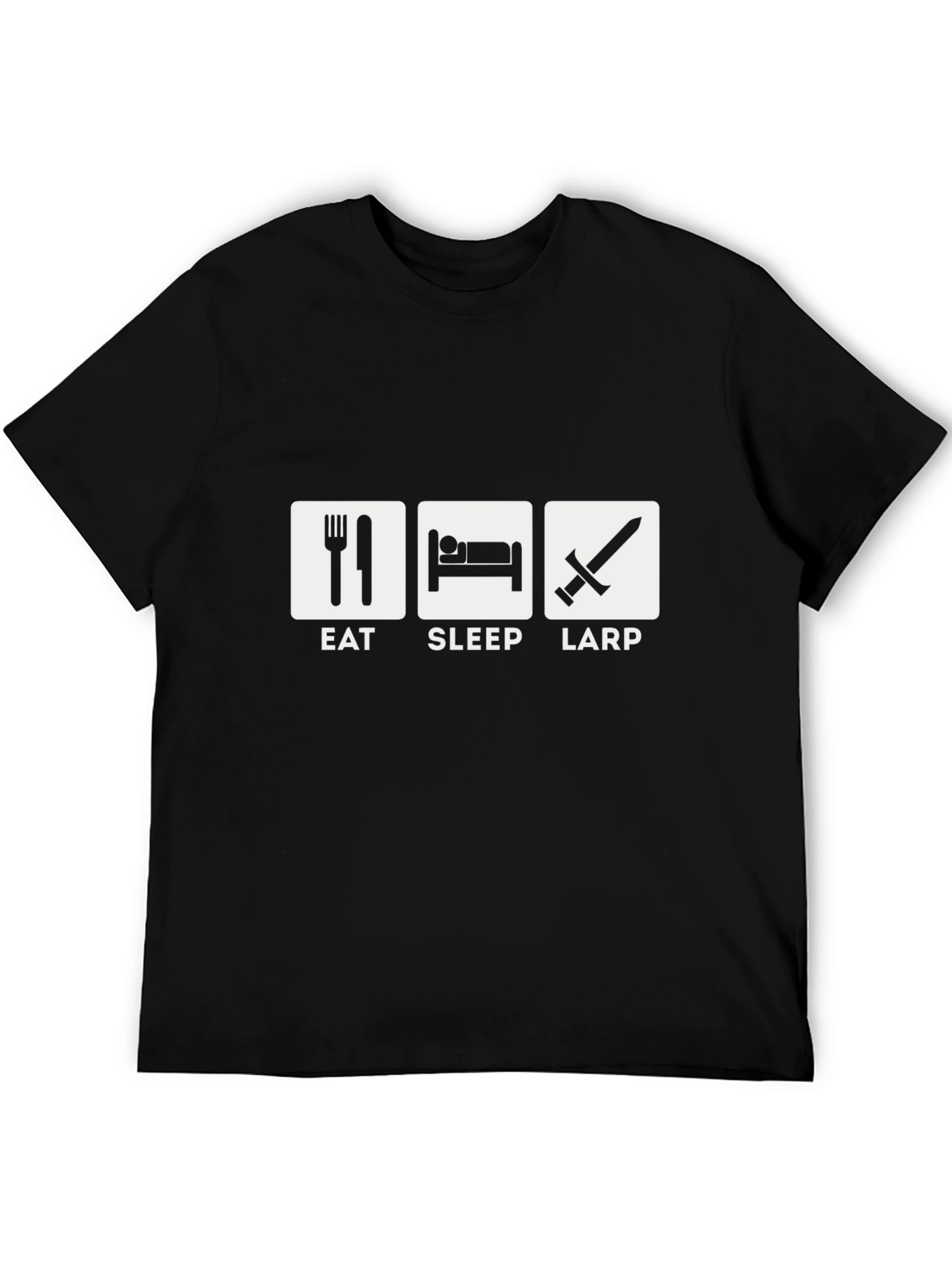 Eat Sleep LARP Black T-Shirt - Roleplaying Game Apparel