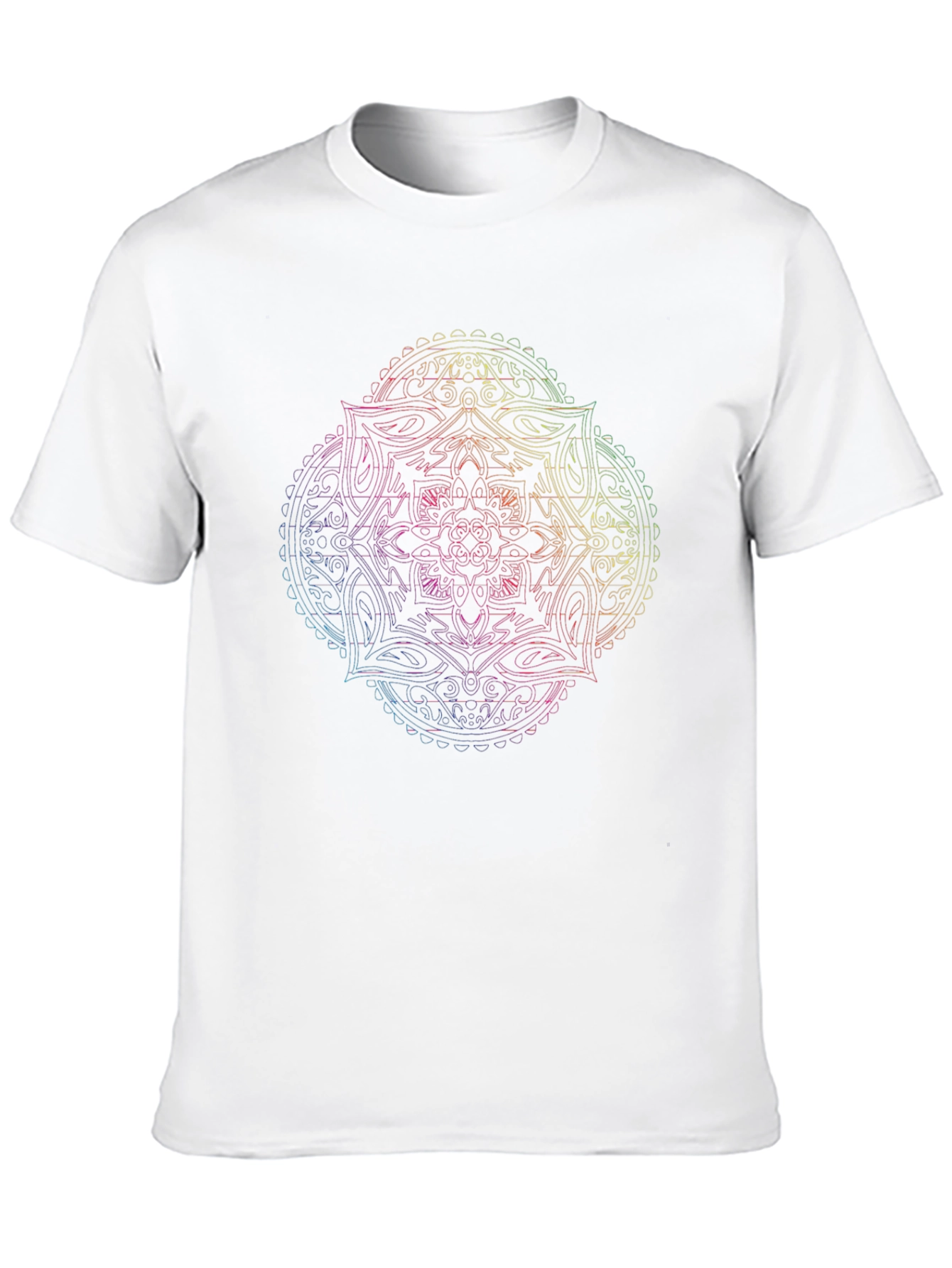 Mandala Rainbow Graphic Mens Black T-Shirt
