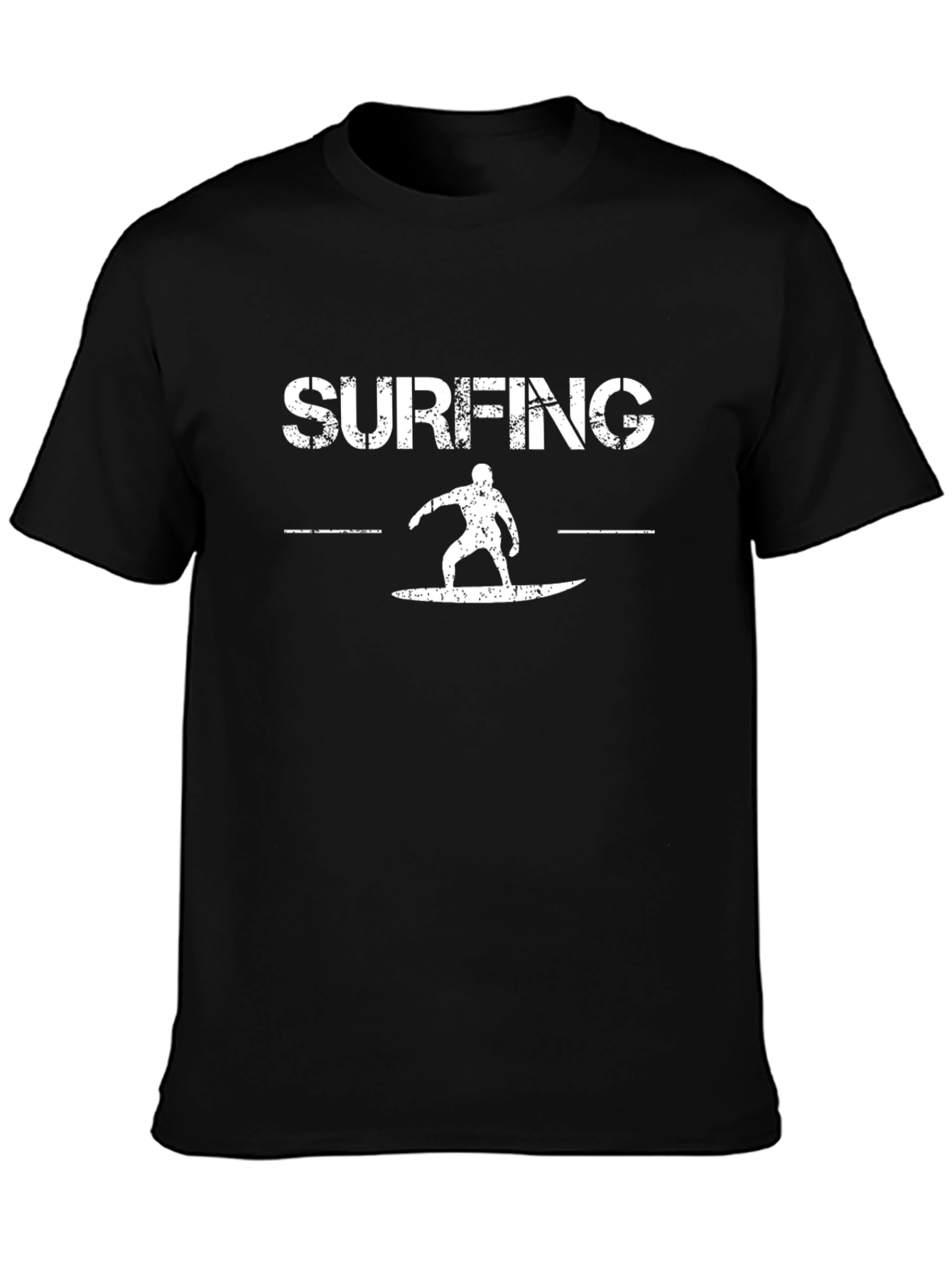 Surfing Graphic T-Shirt - Black Cotton Tee