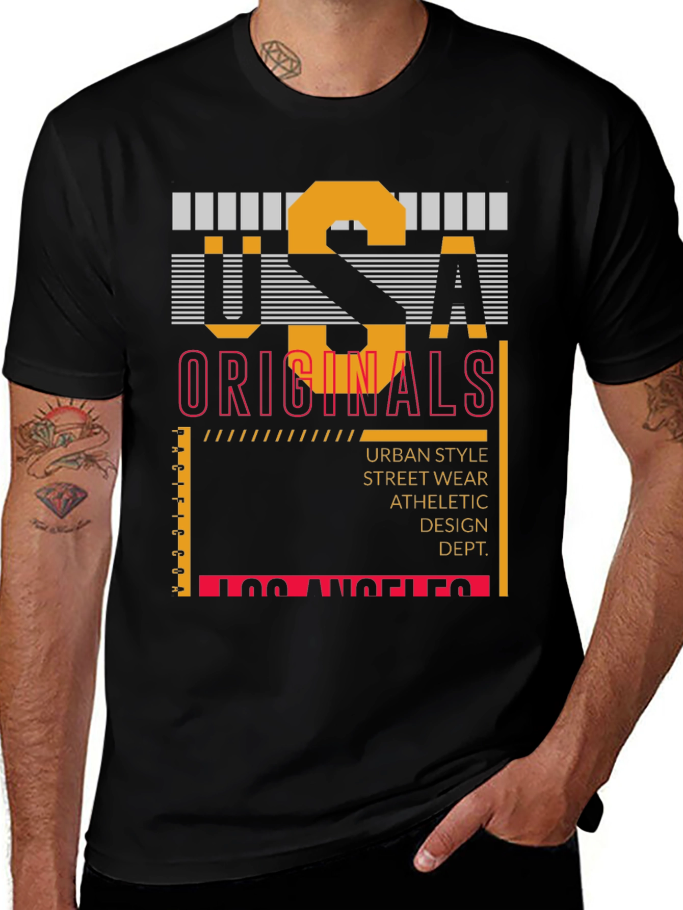 USA Originals Graphic Print Black T-Shirt
