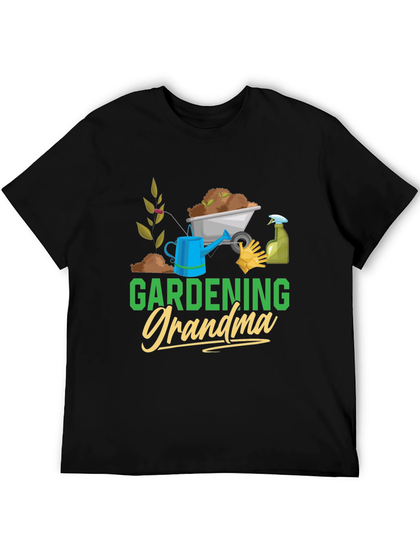 Gardening Grandma T-Shirt - Black Cotton Tee