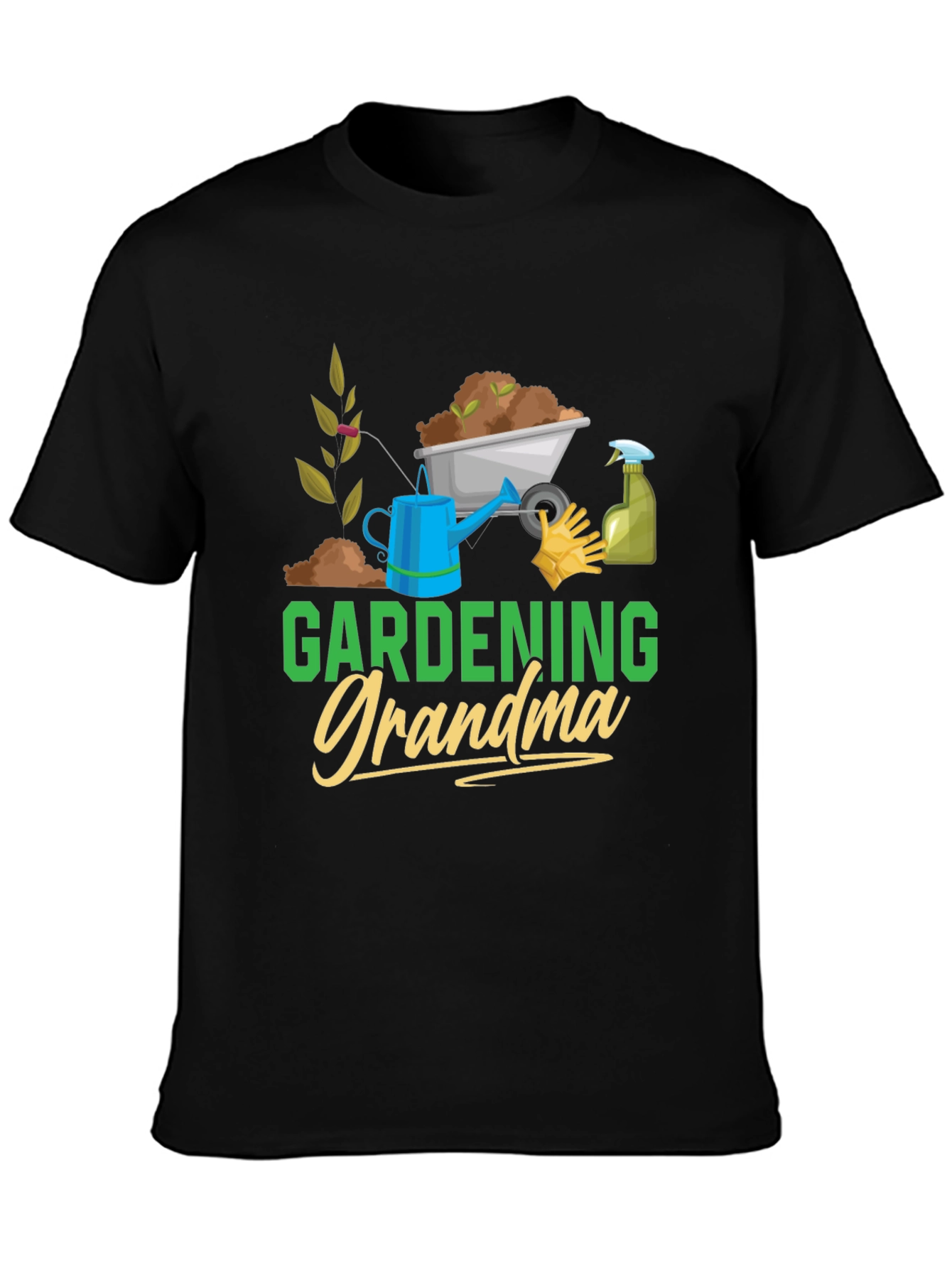 Gardening Grandma T-Shirt - Black Cotton Tee
