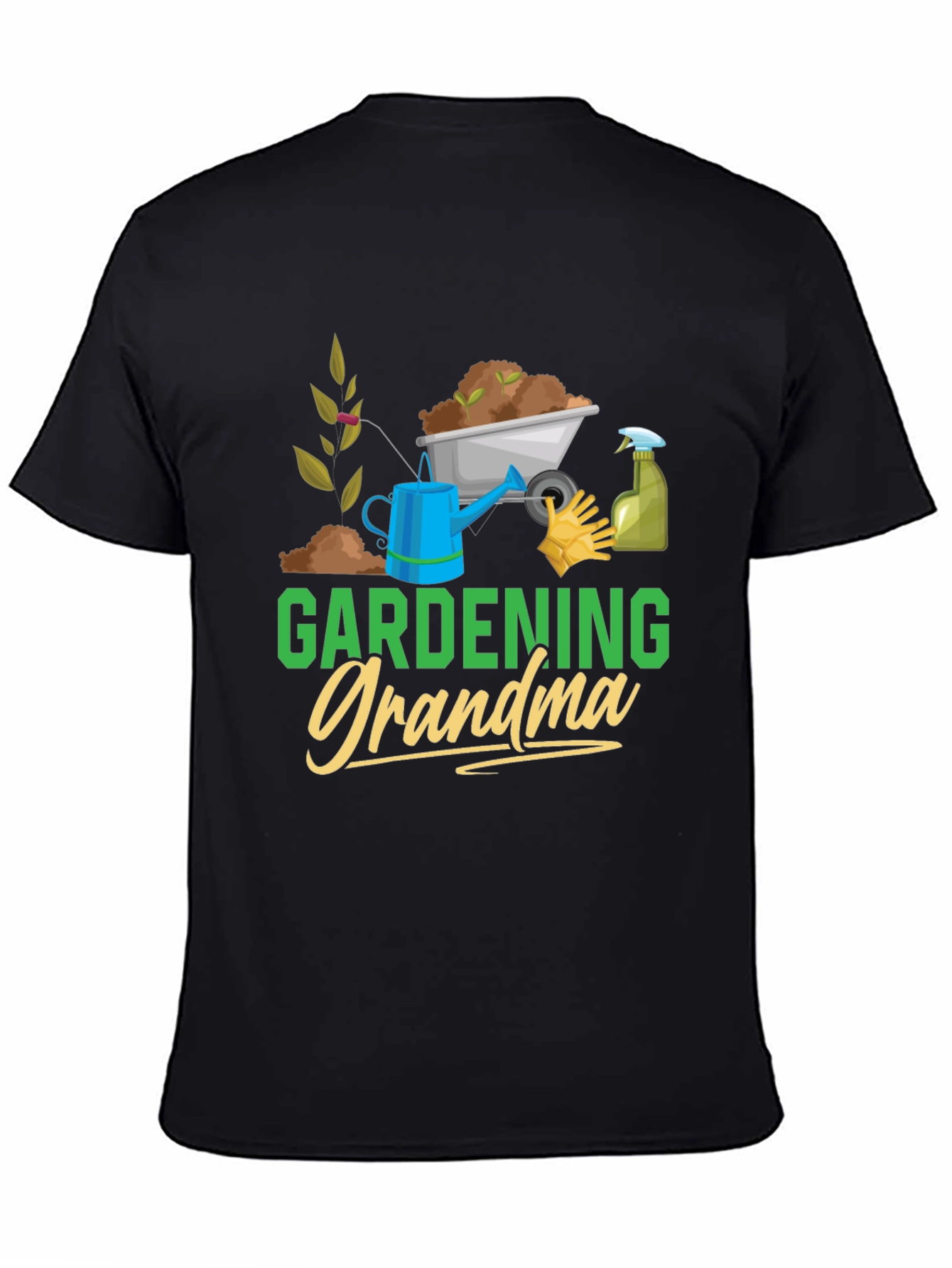 Gardening Grandma T-Shirt - Black Cotton Tee