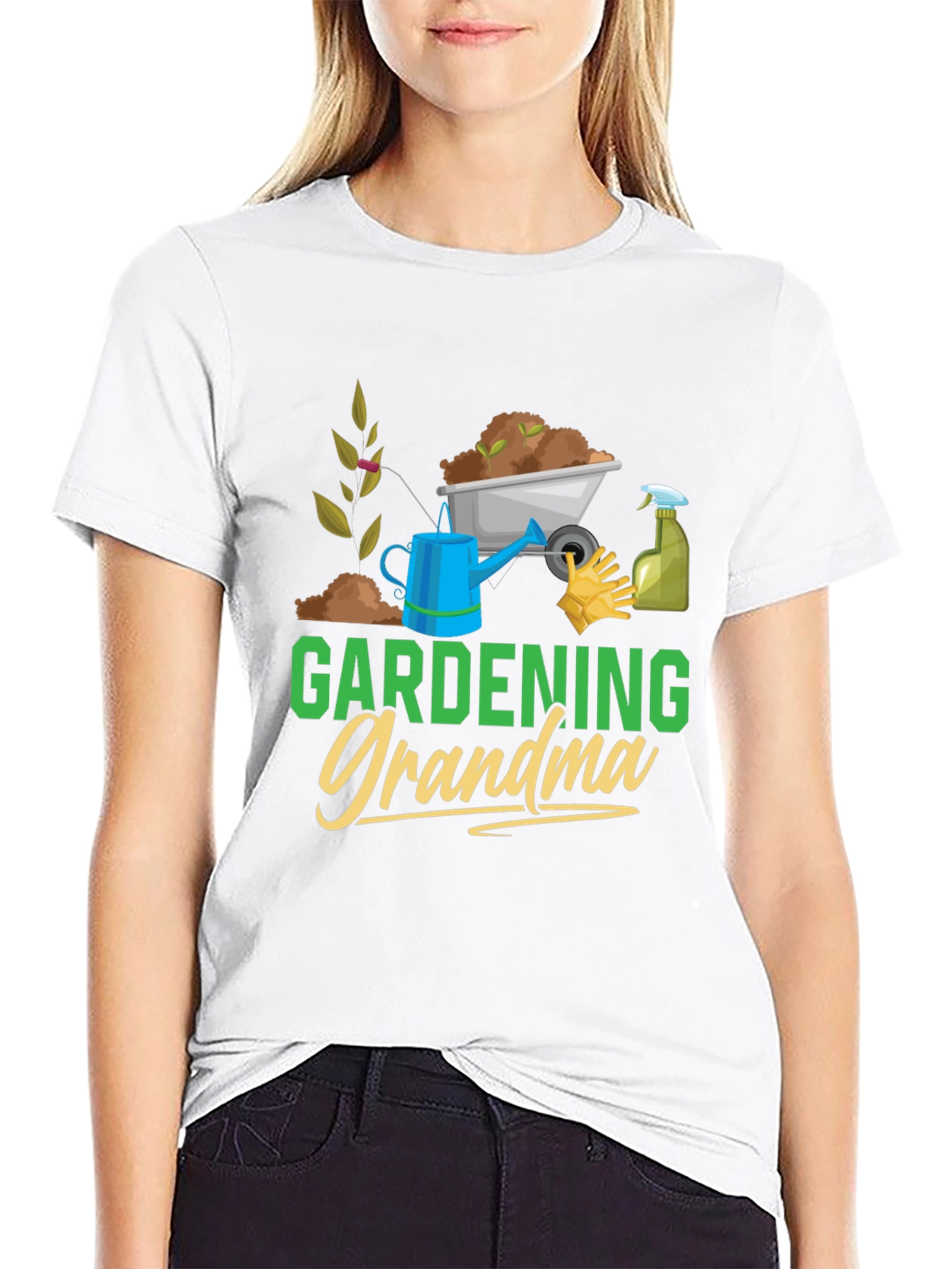 Gardening Grandma T-Shirt - Black Cotton Tee