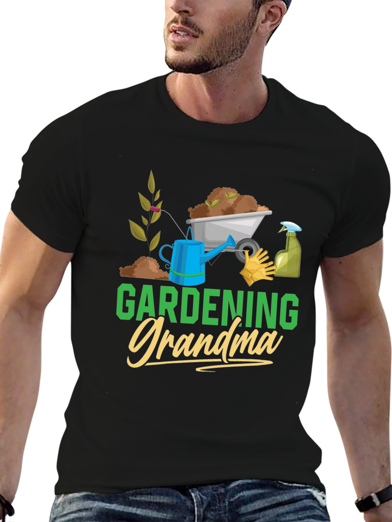 Gardening Grandma T-Shirt - Black Cotton Tee