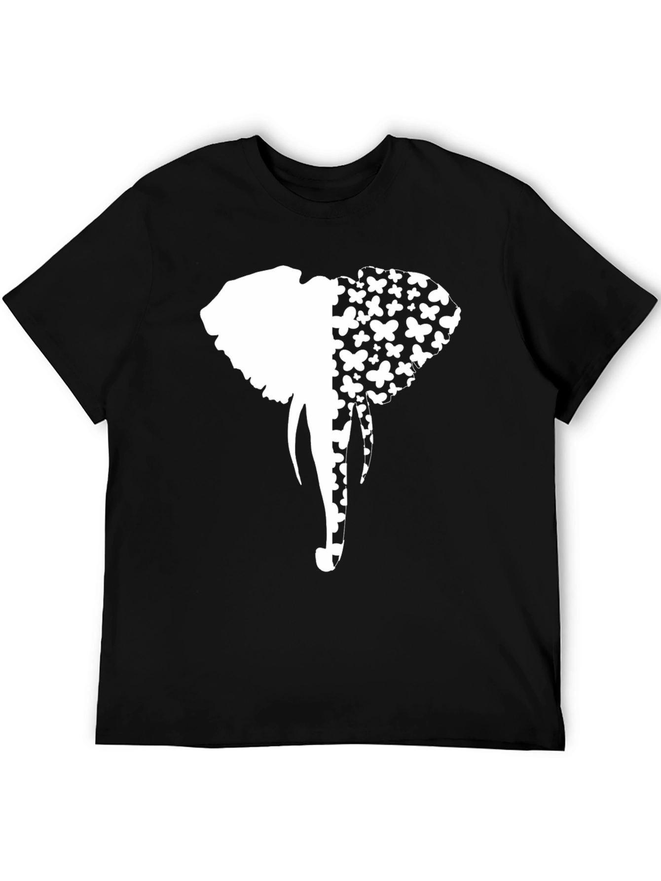 Elephant Butterfly Graphic Black Tee