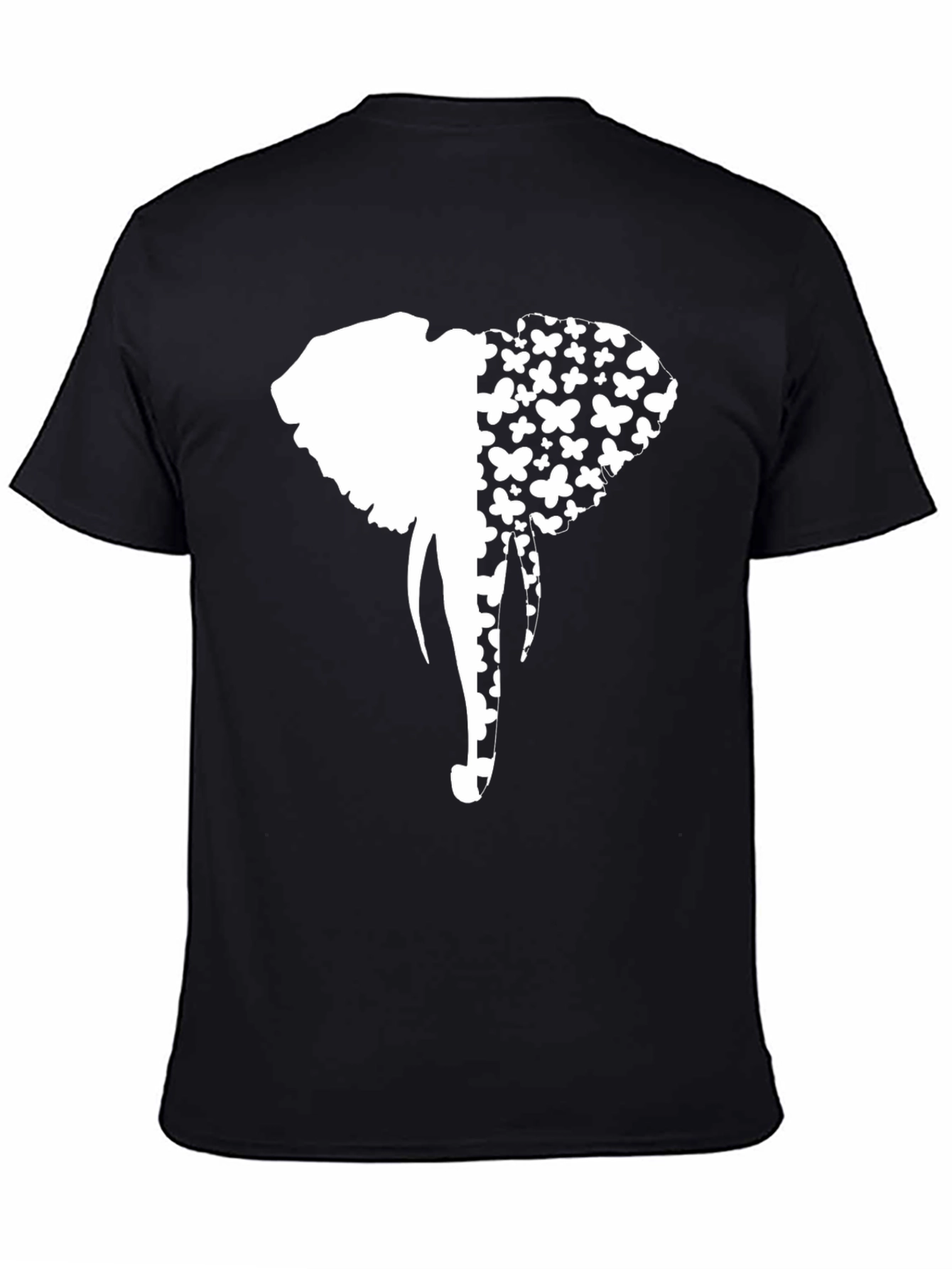Elephant Butterfly Graphic Black Tee