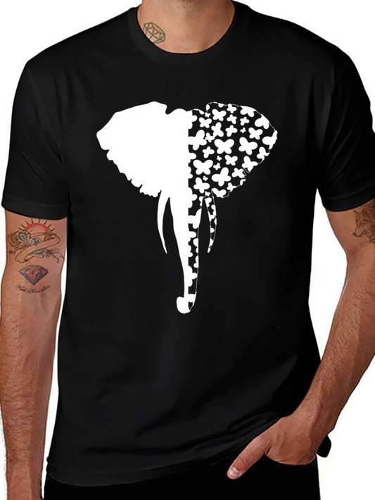 Elephant Butterfly Graphic Black Tee