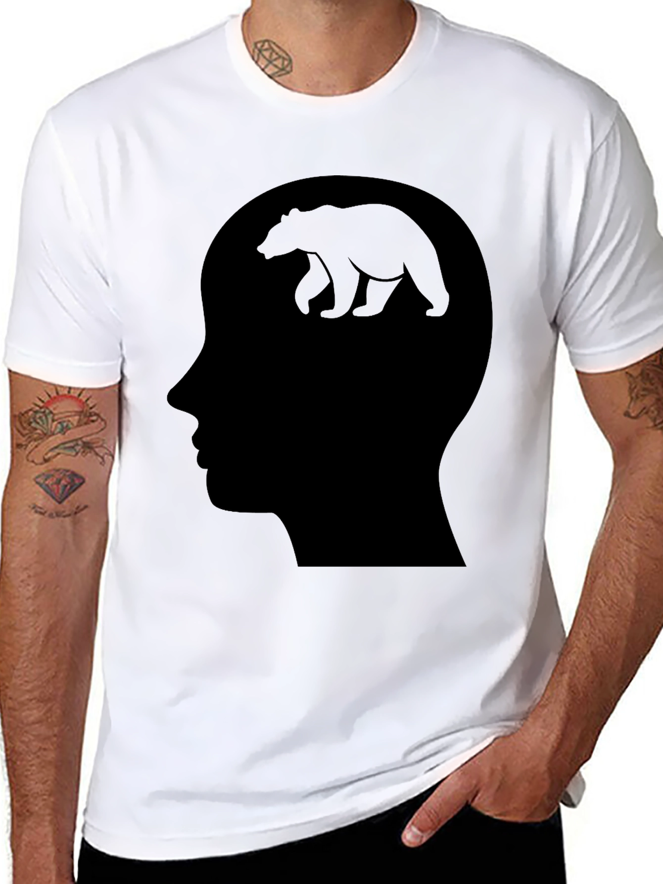 Bear Mind T-Shirt - Black Silhouette Design