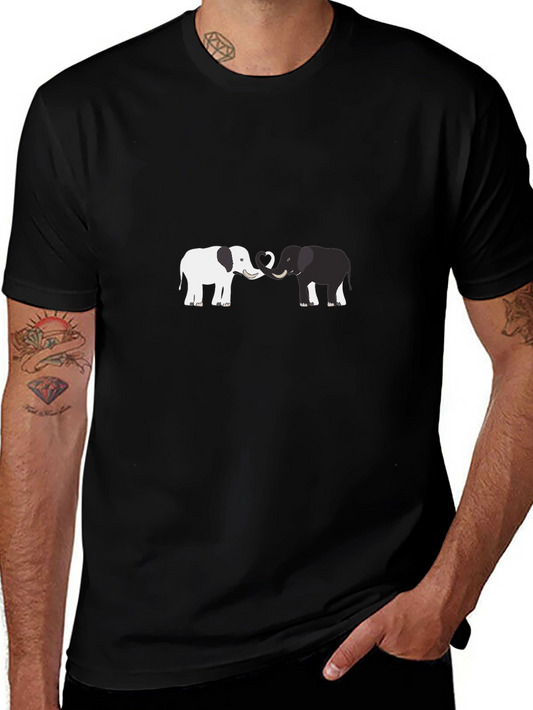 Elephant Love Graphic Tee - Black Cotton Blend Shirt