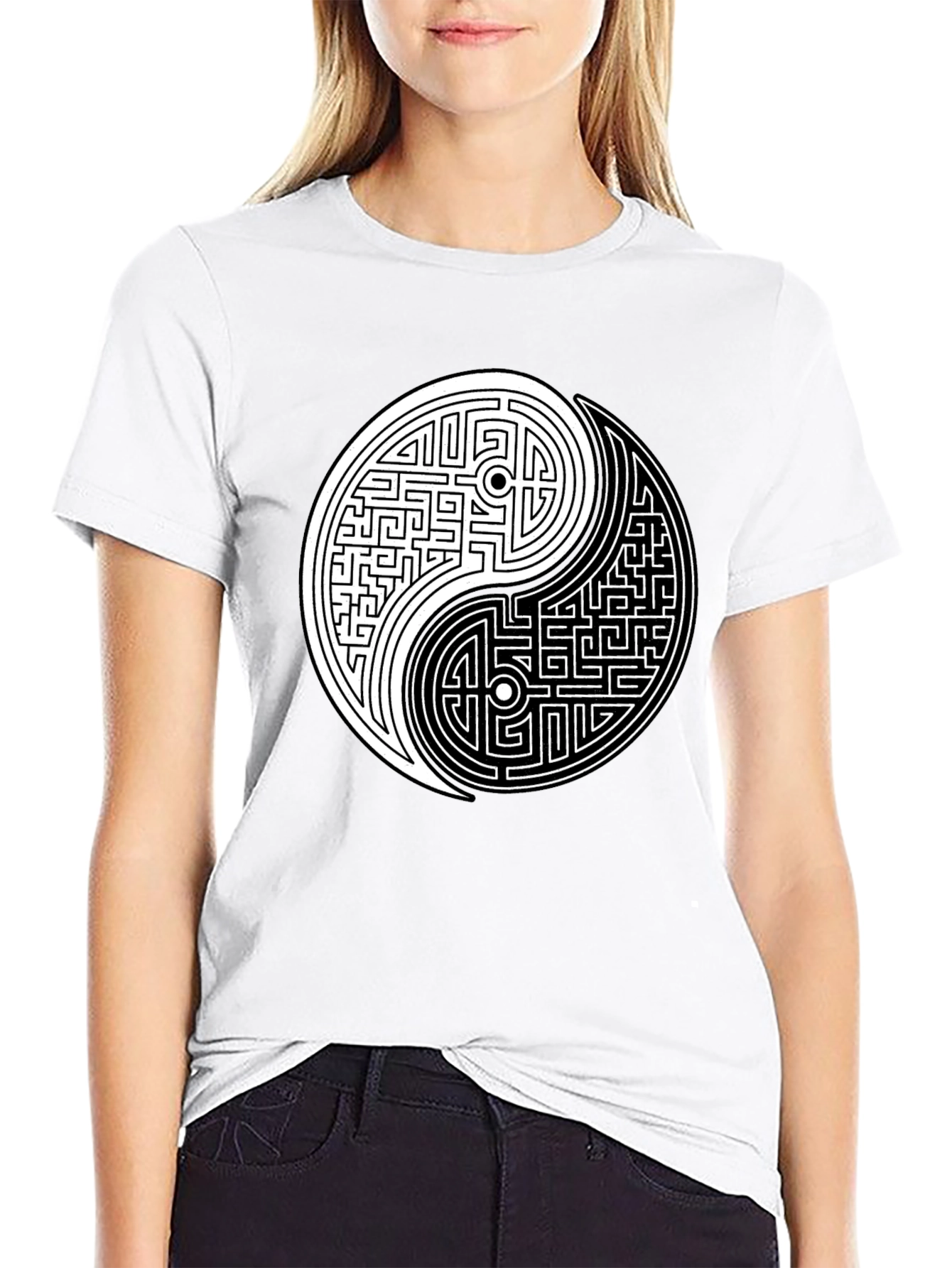 Yin Yang Maze Graphic Tee - Balance Style
