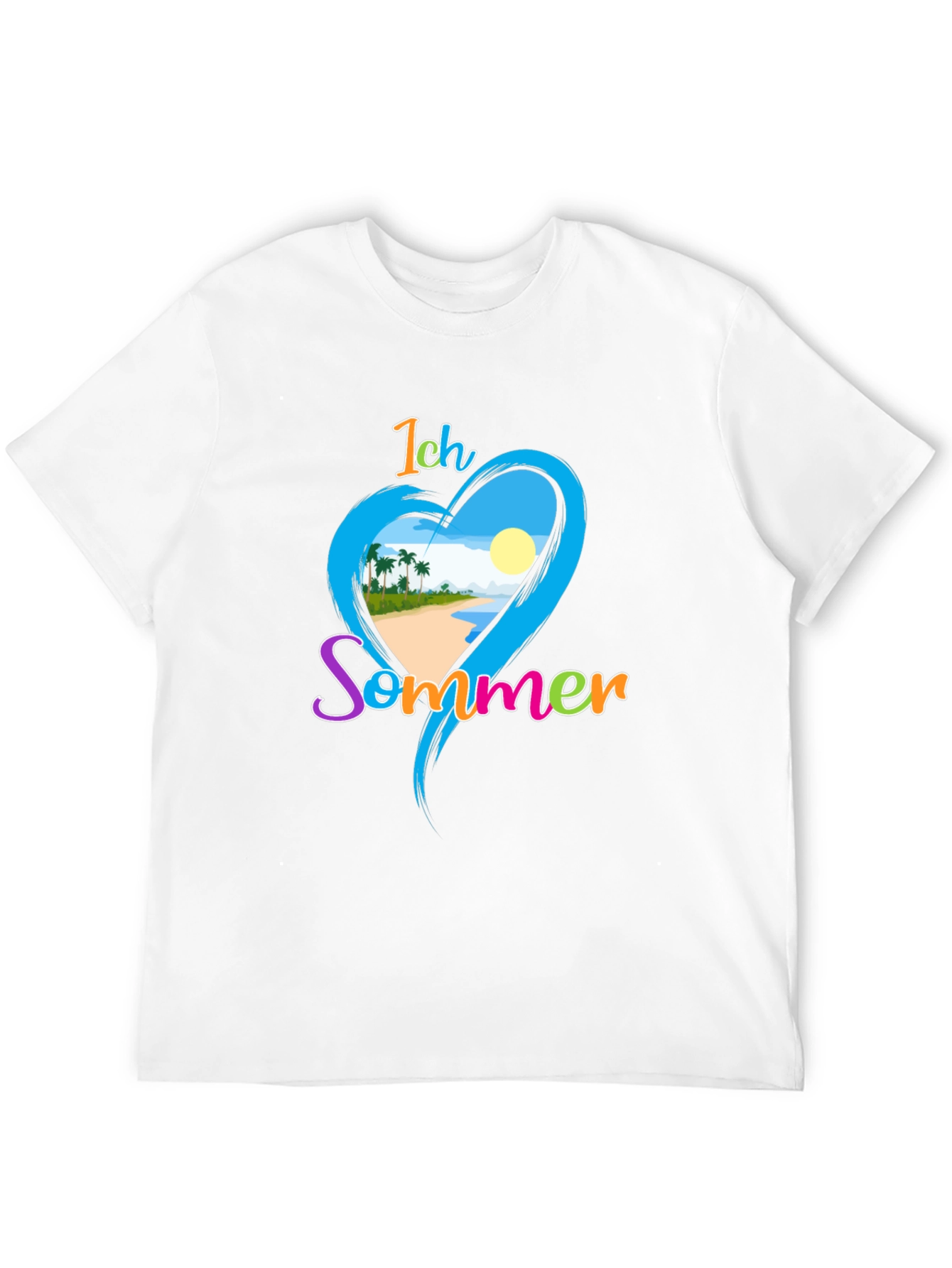 Ich Sommer Beach Heart Graphic Tee - Black
