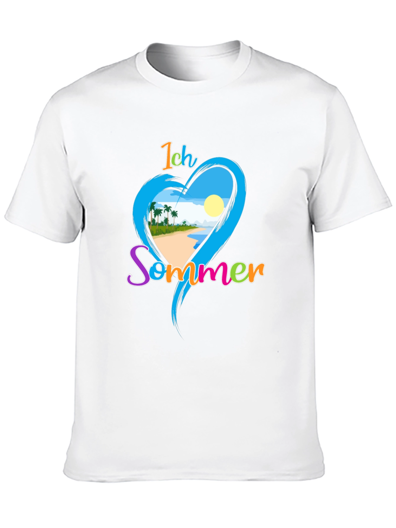 Ich Sommer Beach Heart Graphic Tee - Black