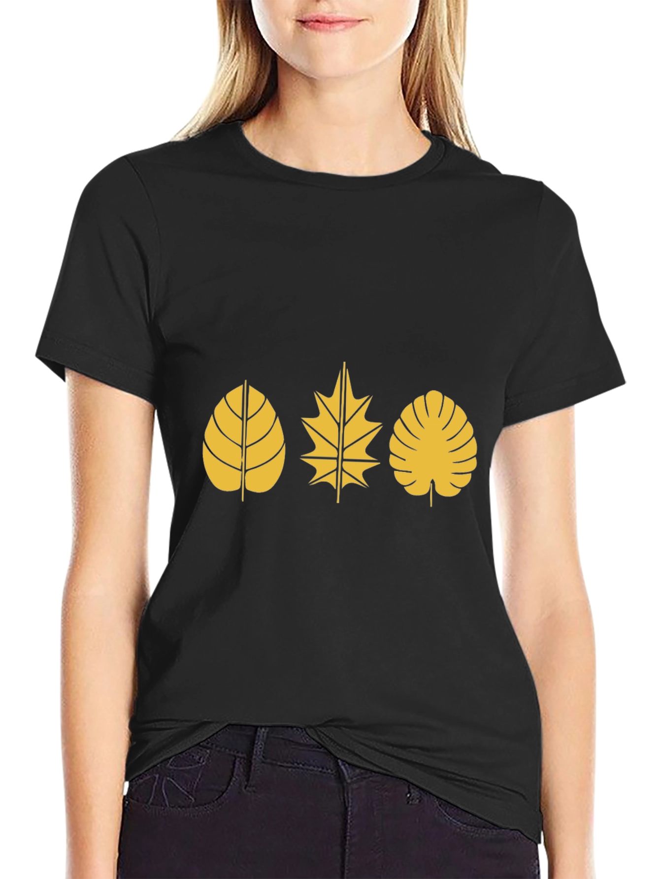 Nature Leaf Black T-Shirt