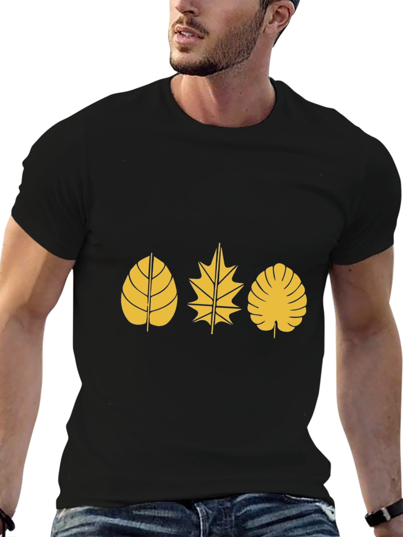 Nature Leaf Black T-Shirt
