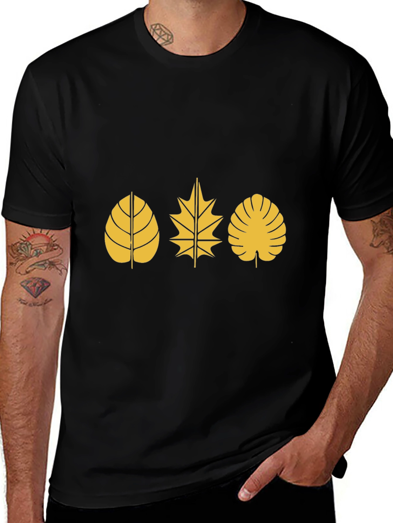 Nature Leaf Black T-Shirt