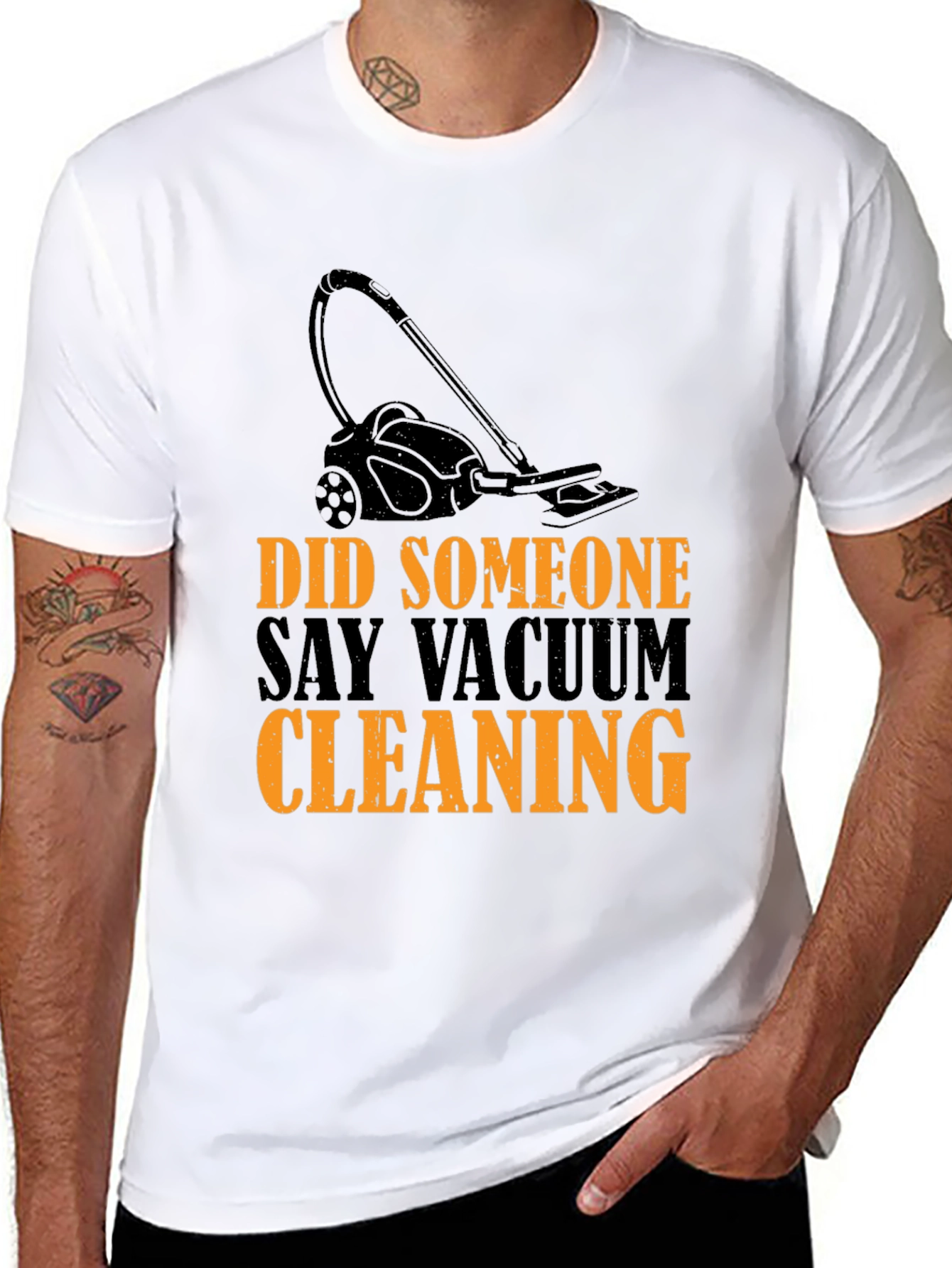 Vacuum Cleaning Humor Graphic T-Shirt