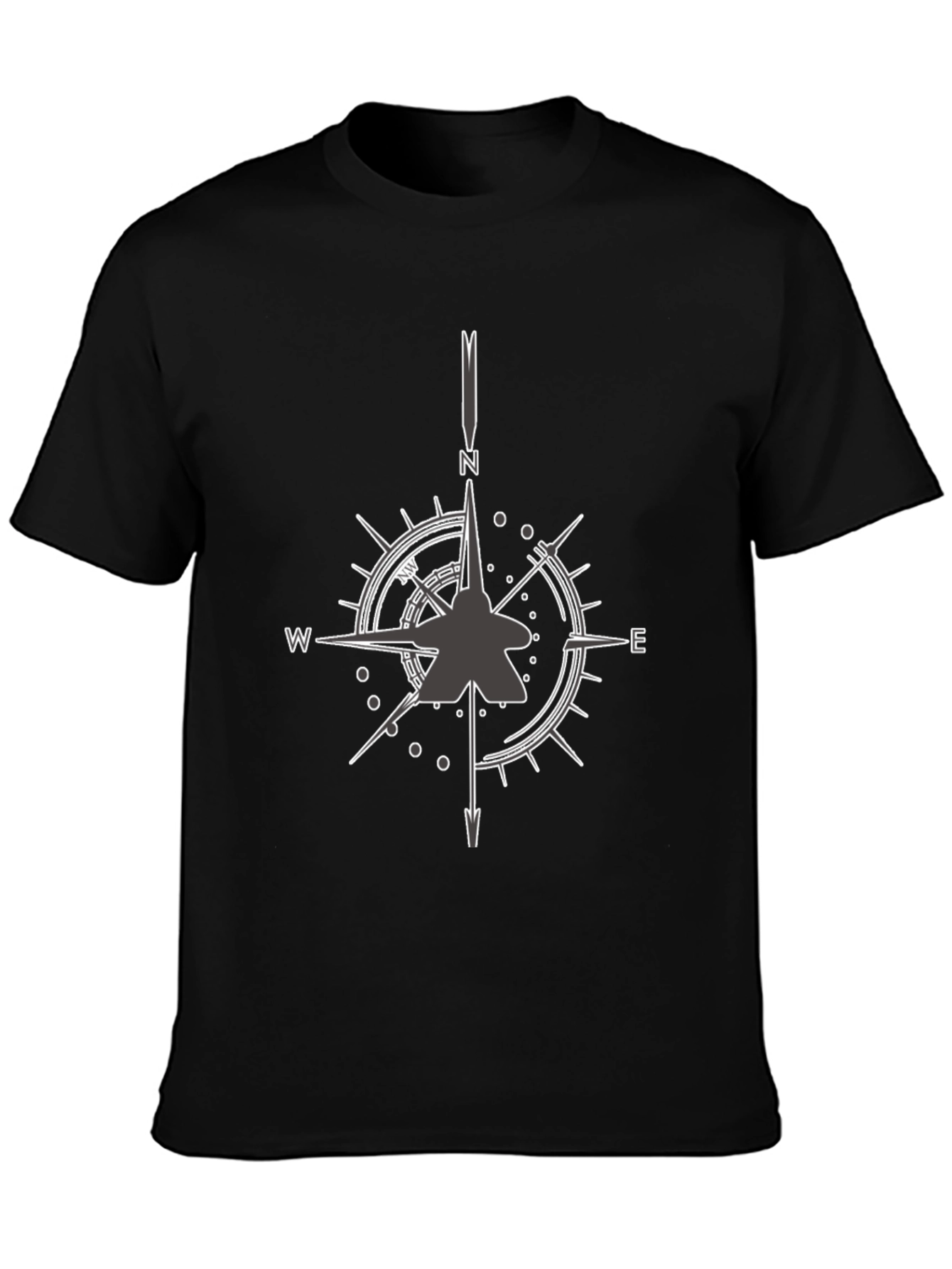 Jet Fighter Compass Rose Graphic Tee - Black
