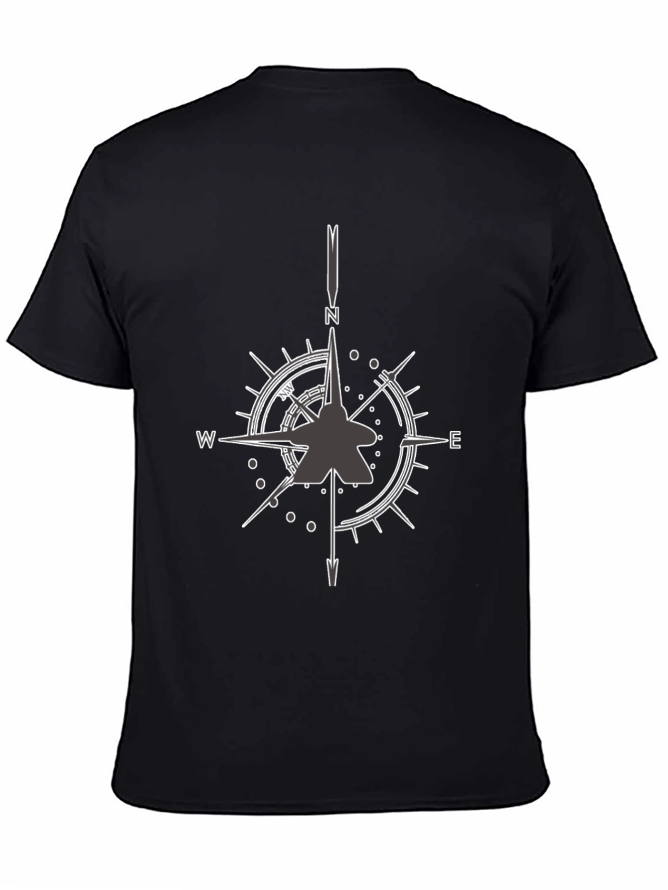 Jet Fighter Compass Rose Graphic Tee - Black