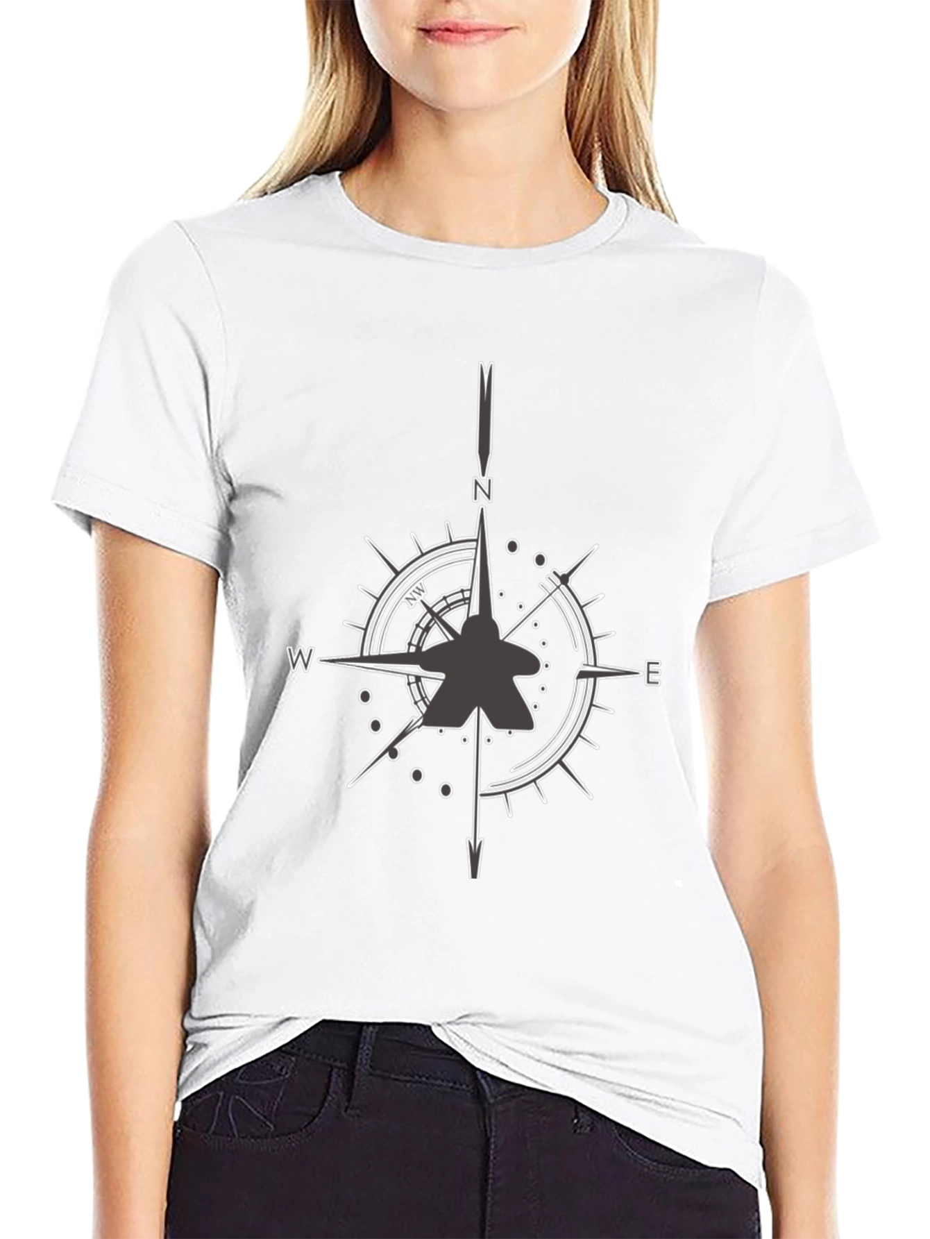 Jet Fighter Compass Rose Graphic Tee - Black
