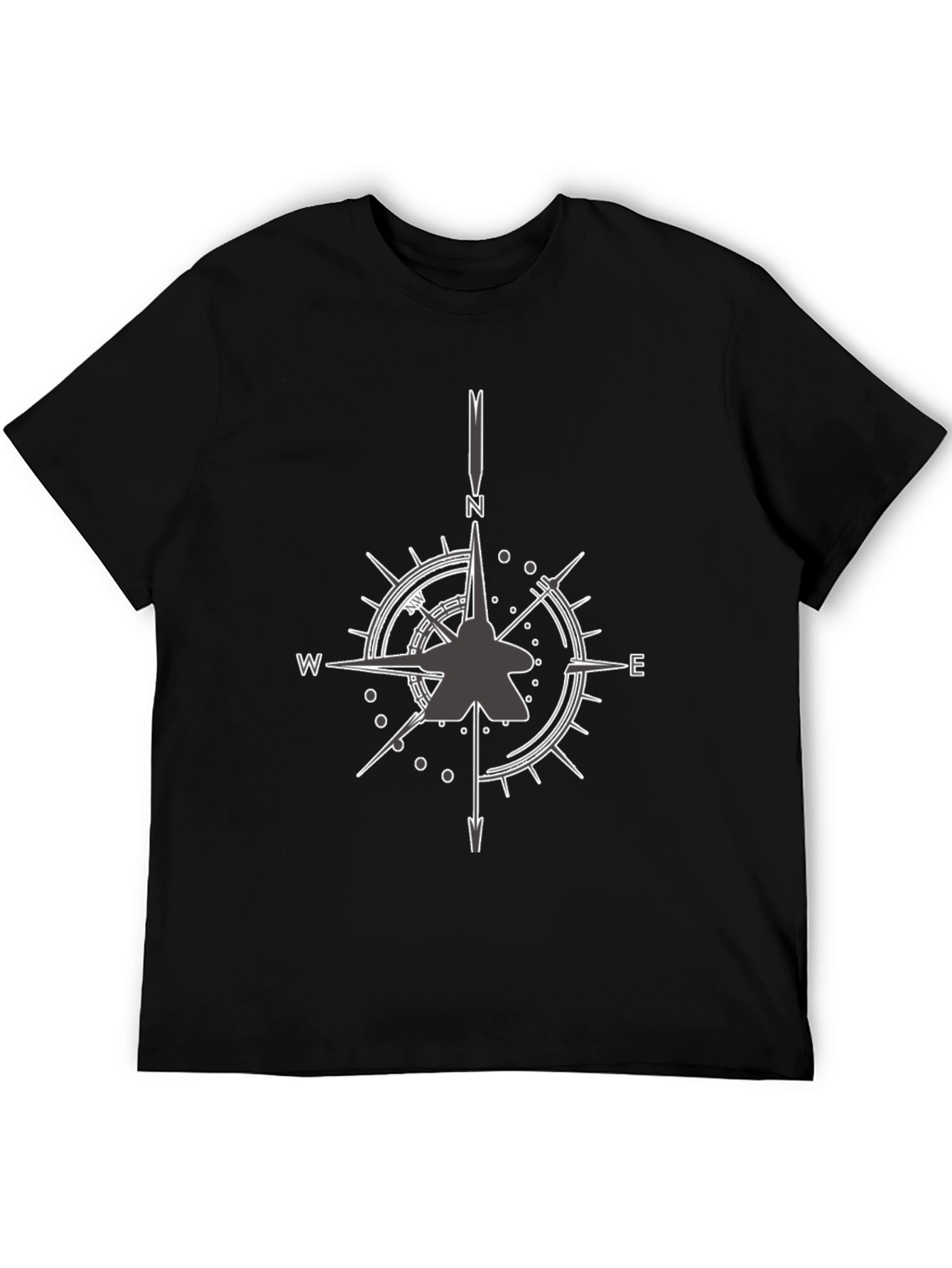 Jet Fighter Compass Rose Graphic Tee - Black