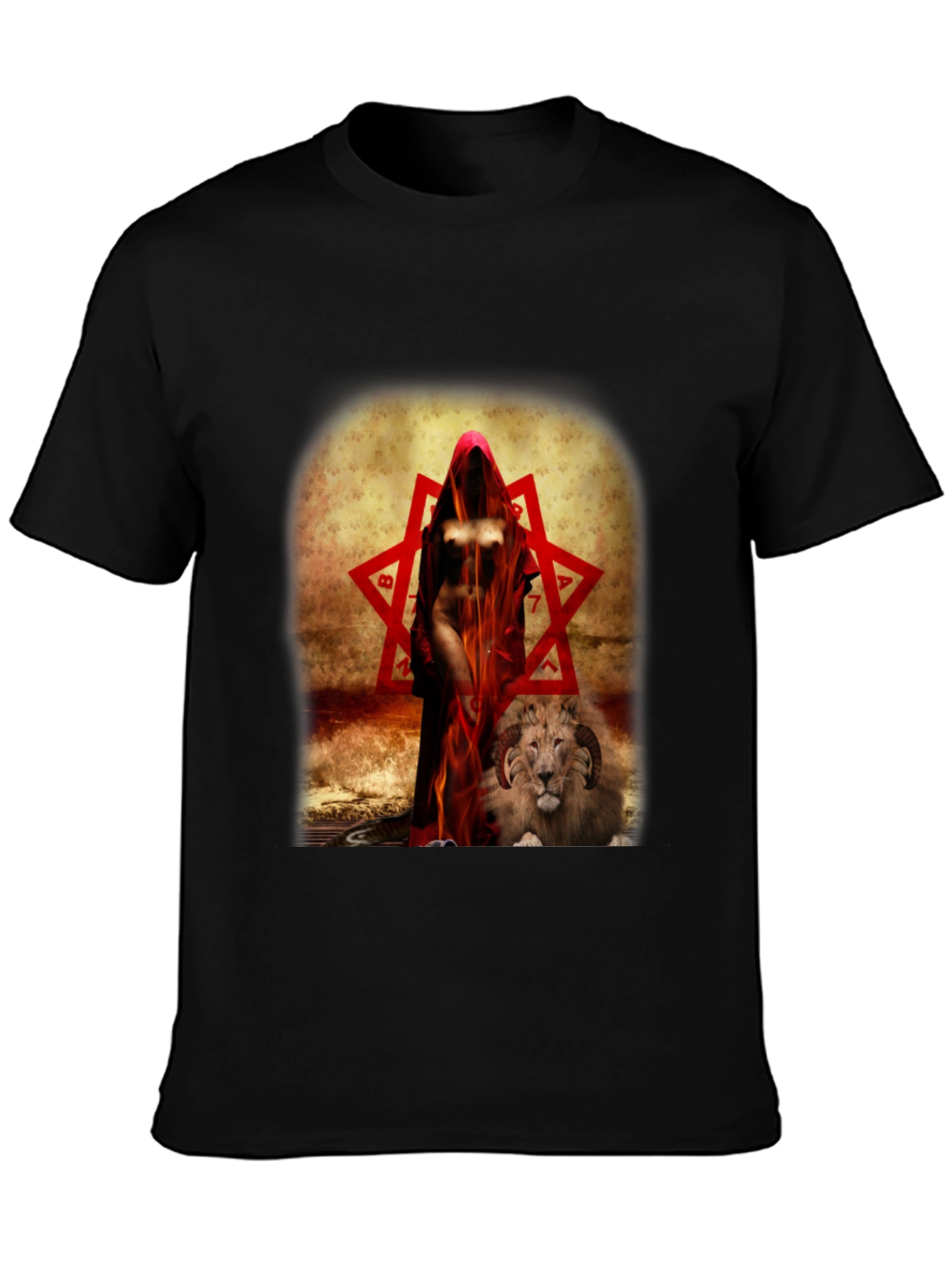 Mystic Woman with Lion Graphic Tee - Dark Design