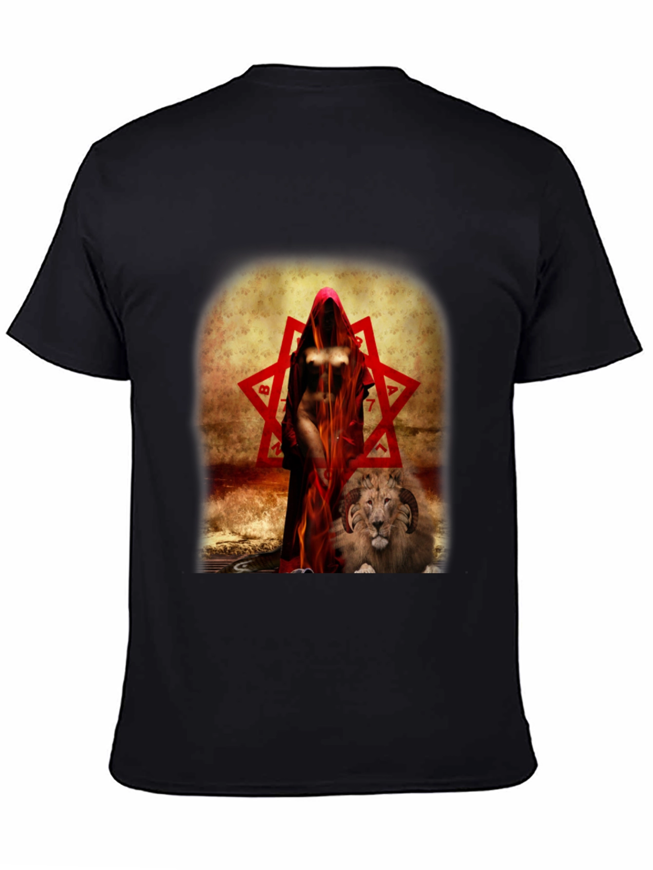 Mystic Woman with Lion Graphic Tee - Dark Design