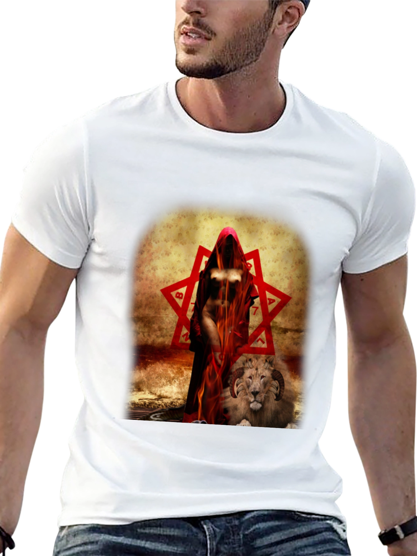 Mystic Woman with Lion Graphic Tee - Dark Design