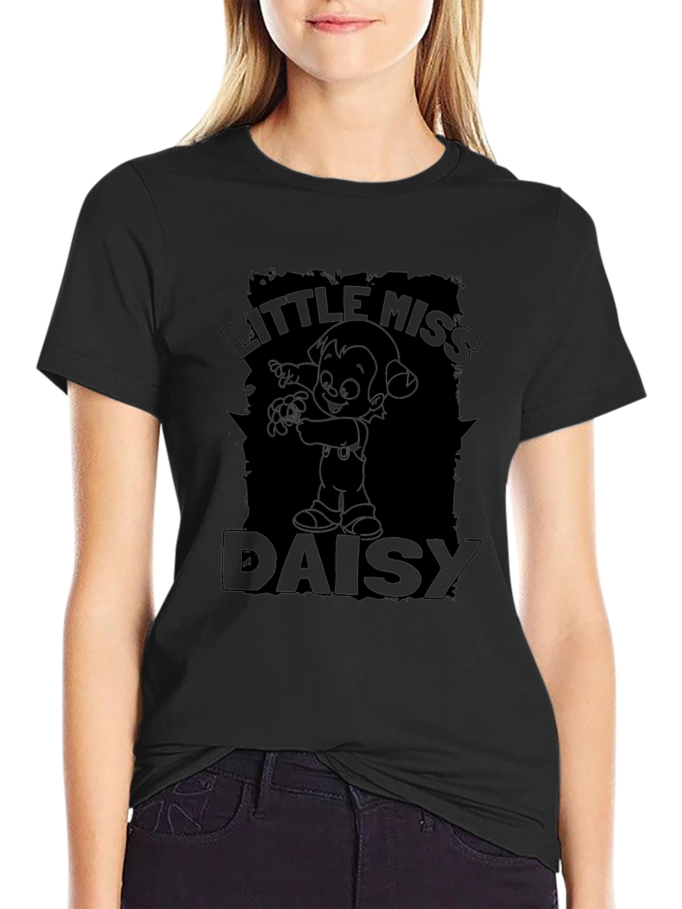Little Miss Daisy Black T-Shirt