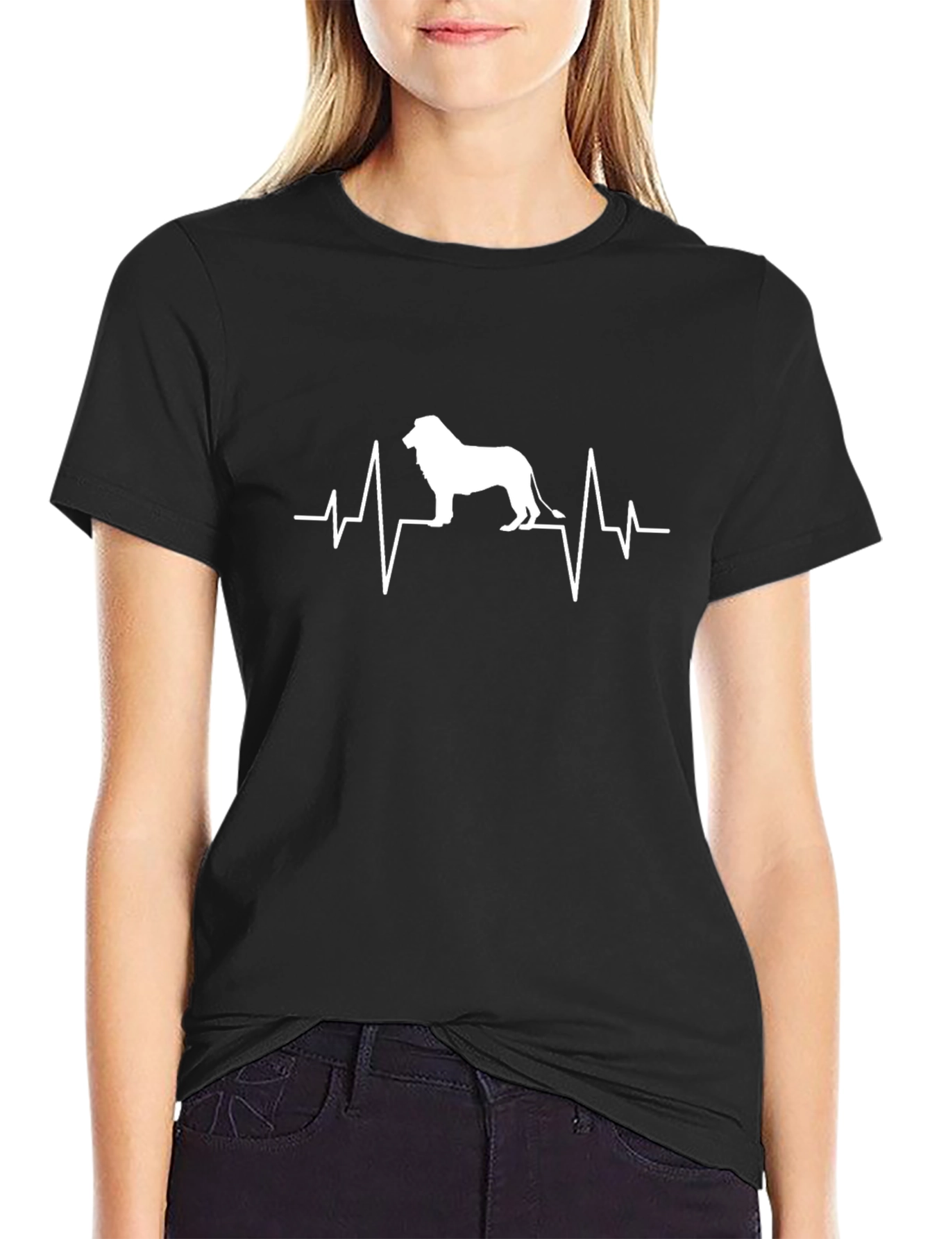 Lion Heartbeat Graphic Tee - Mens Black T-Shirt